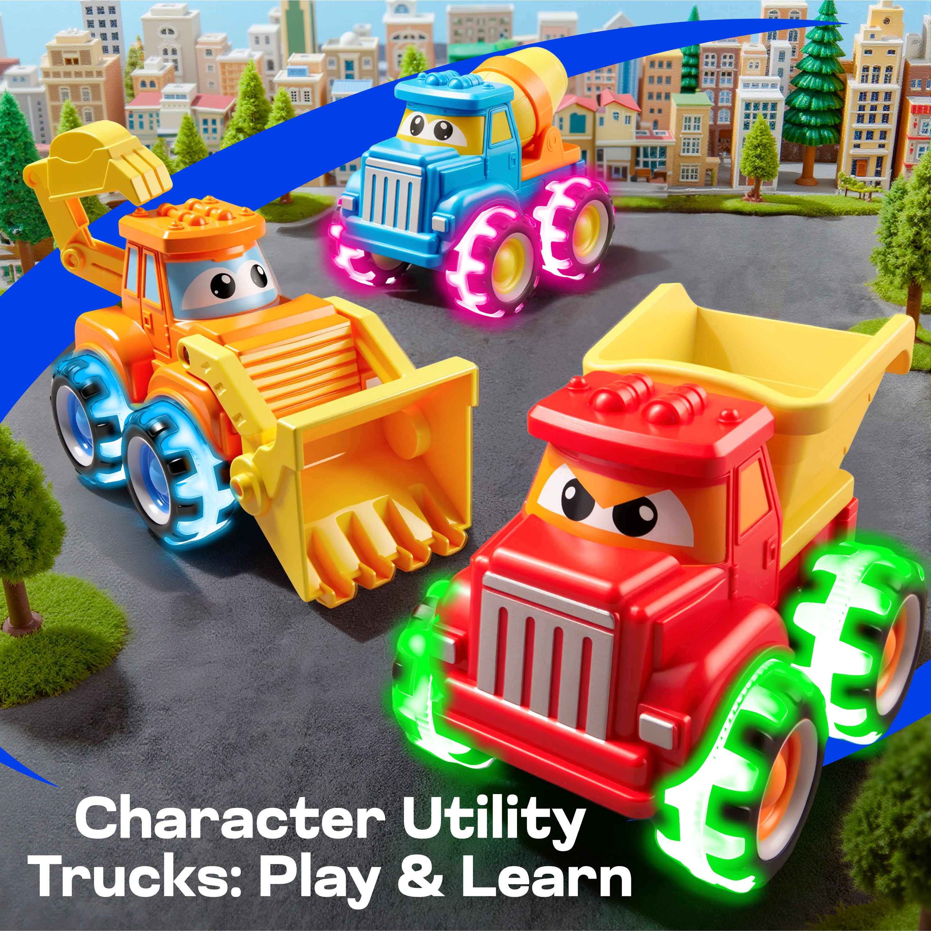 VROOMIX Glow Rover 3Pcs Utility Car Set