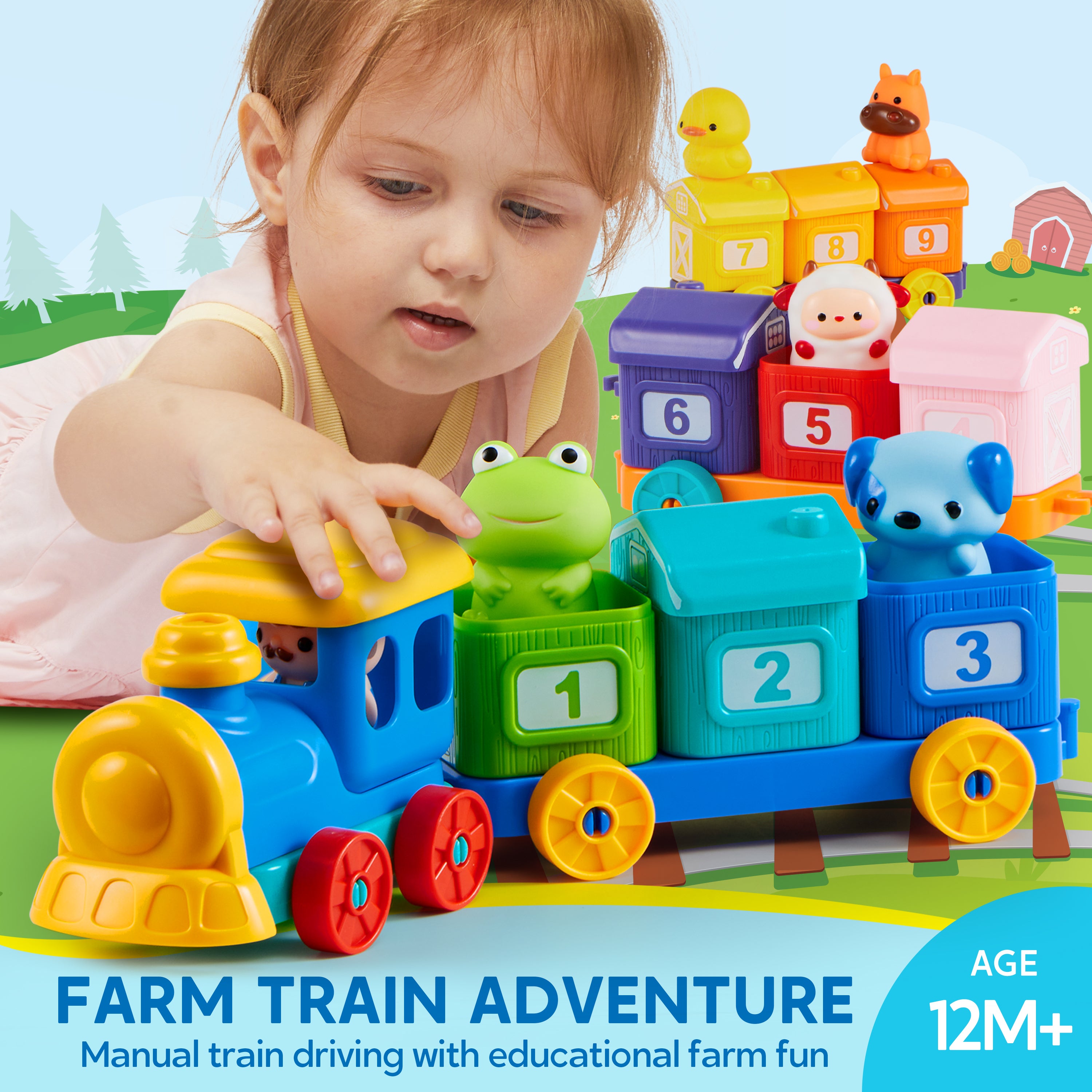 Play-Act Montessori Farm Train Sorting & Counting Toy