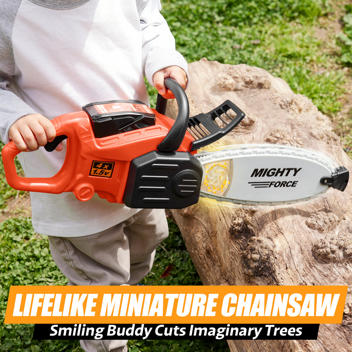 Mighty Force Kids Toy Chainsaw - Lights, Sounds & Spinning Action for 3+