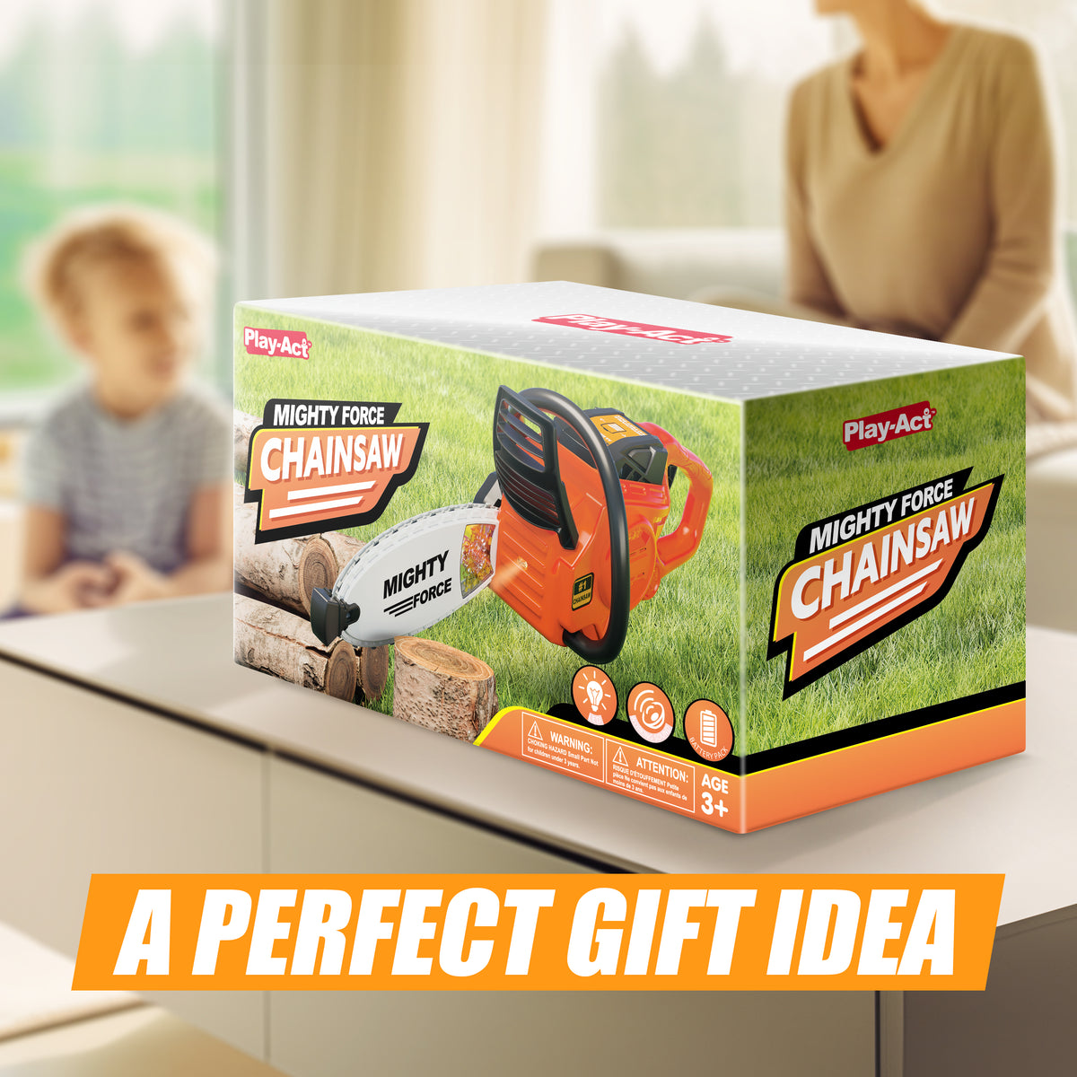 Mighty Force Kids Toy Chainsaw - Lights, Sounds & Spinning Action for 3+