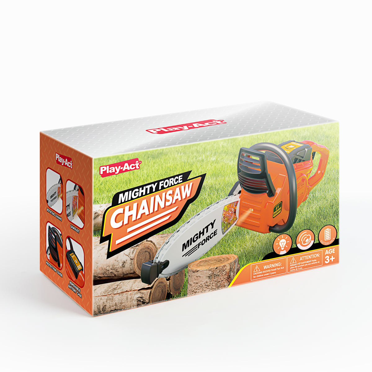 Mighty Force Kids Toy Chainsaw - Lights, Sounds & Spinning Action for 3+