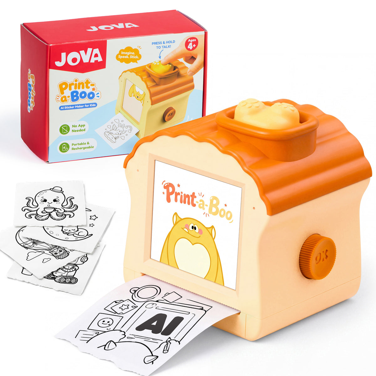 JOVA Print-a-Boo AI Sticker Printer - Custom Sticker Maker for Kids