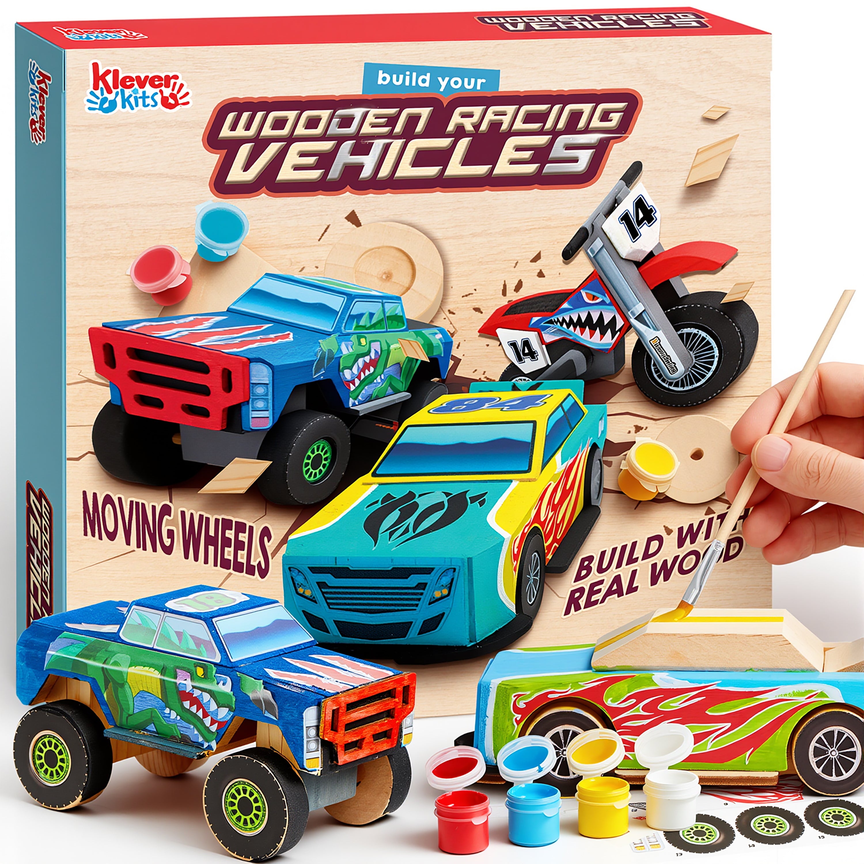 JOYIN Build & Paint Your Own Wooden Race Car Kit for Kids
