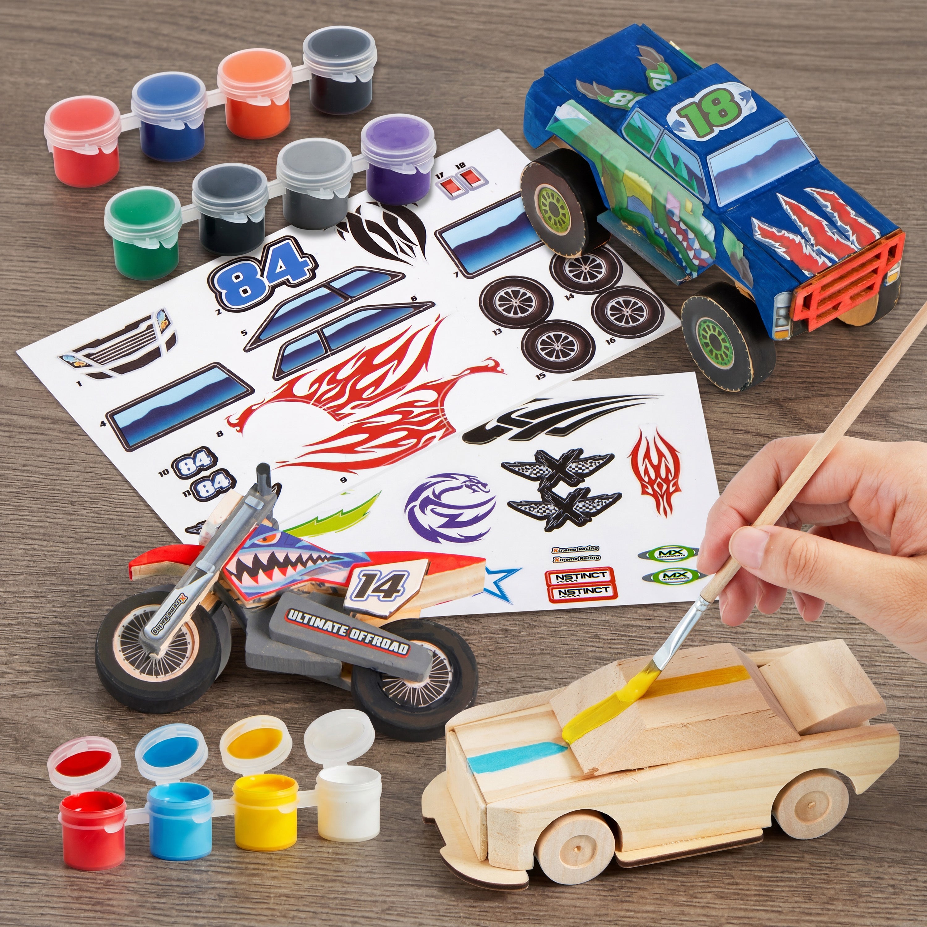 JOYIN Build & Paint Your Own Wooden Race Car Kit for Kids