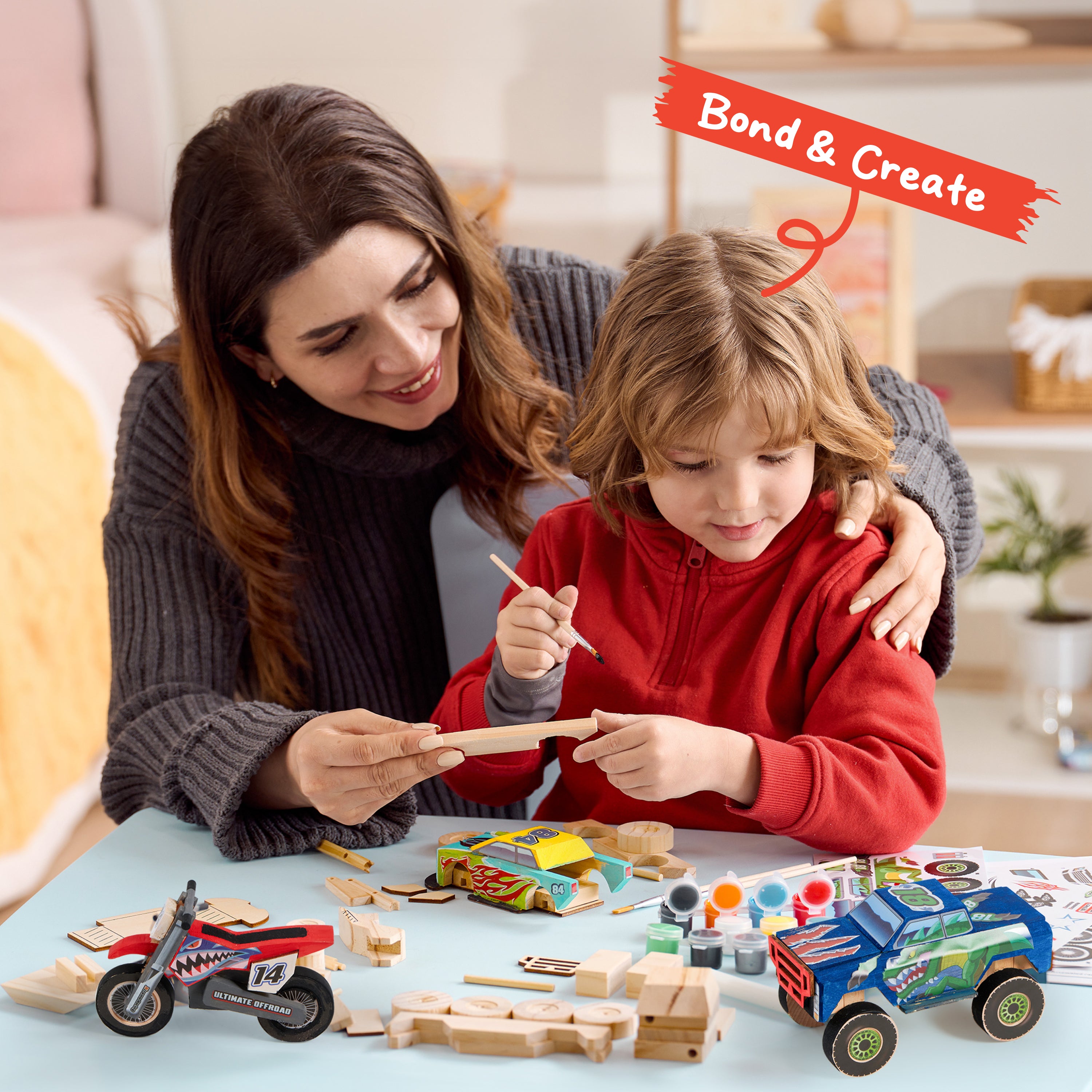 JOYIN Build & Paint Your Own Wooden Race Car Kit for Kids