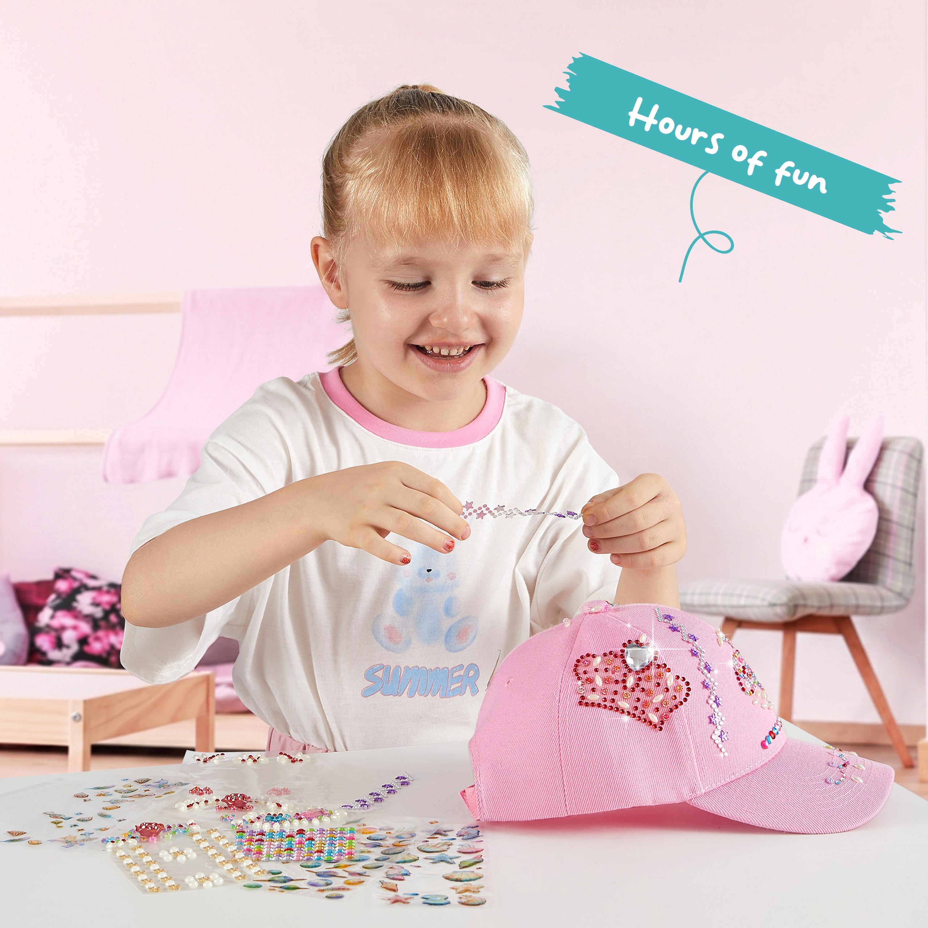 Klever Kits DIY Gem Art Sun Hat Kit for Girls Ages 6-12