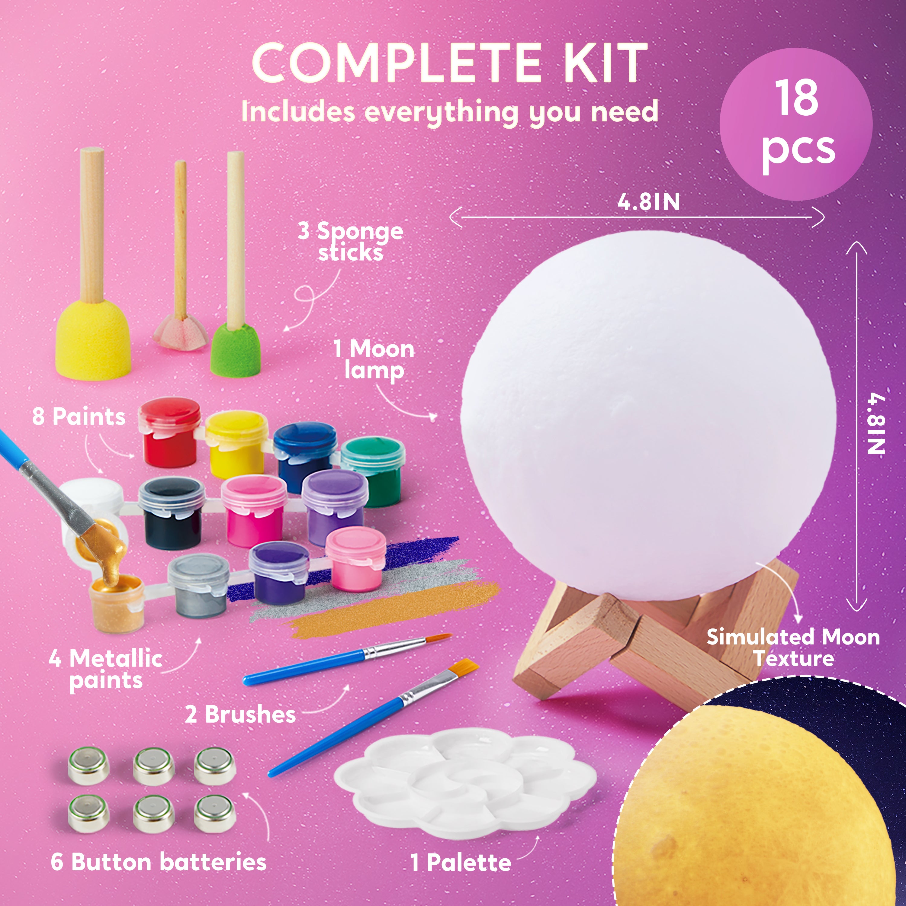 Klever Kits DIY 3D Moon Night Light Kit for Kids Ages 6-12