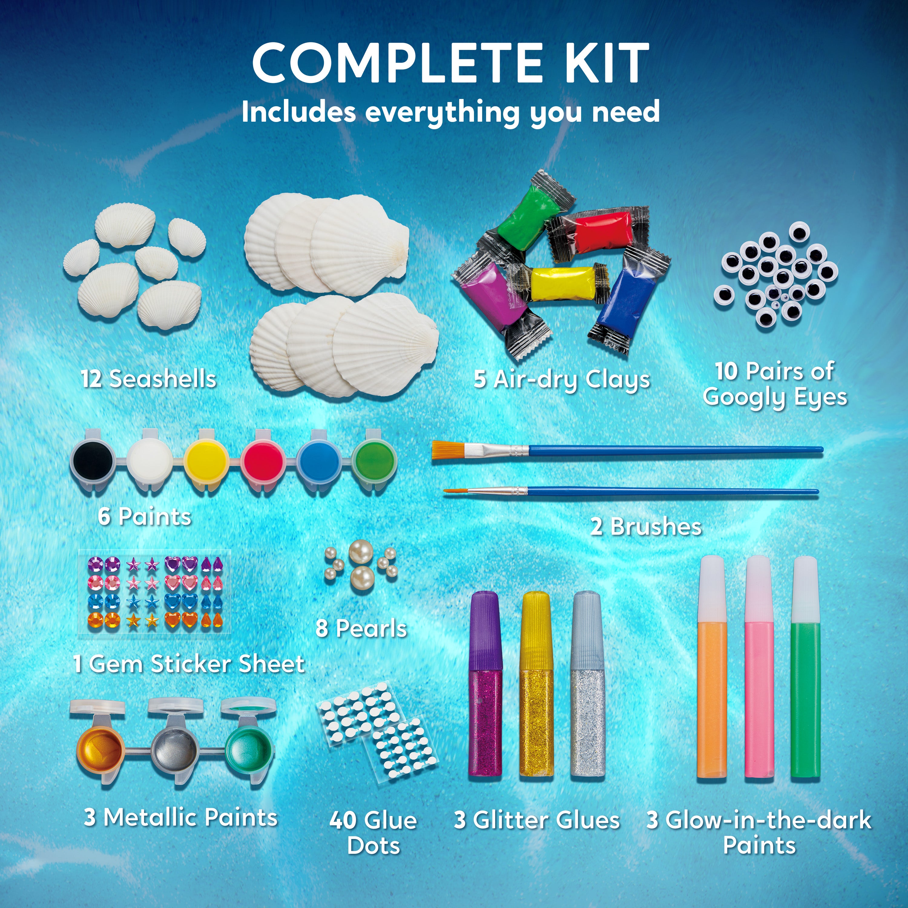 Klever Kits Glow-in-the-Dark Sea Shell Paint Kit (12-Pack)