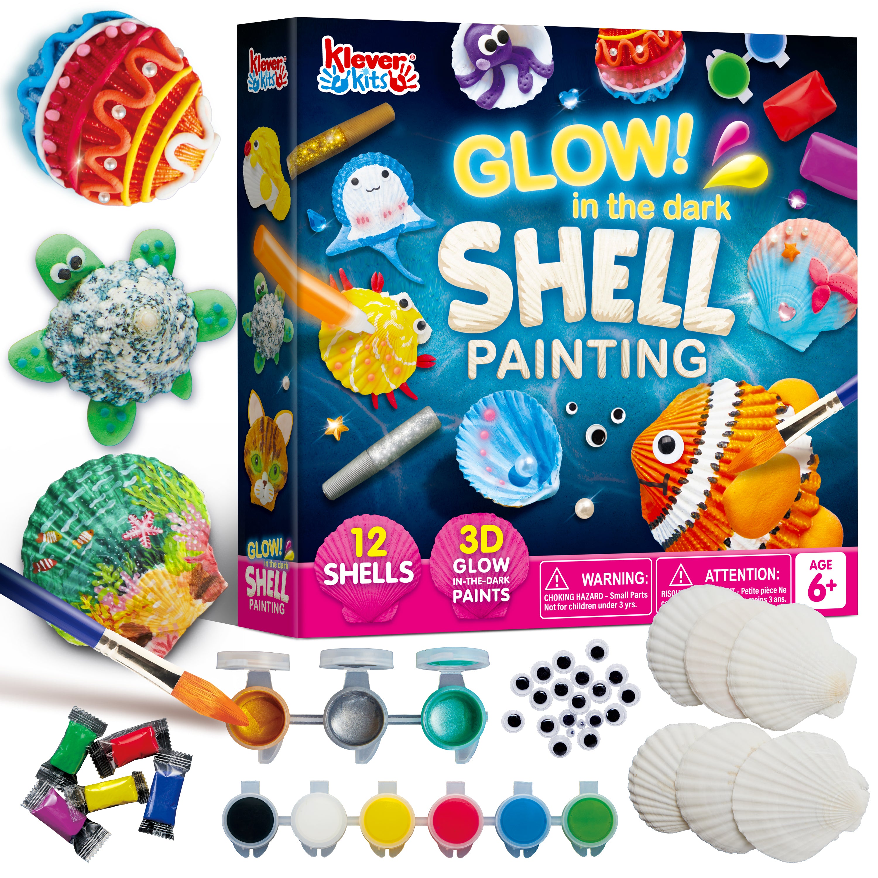 Klever Kits Glow-in-the-Dark Sea Shell Paint Kit (12-Pack)