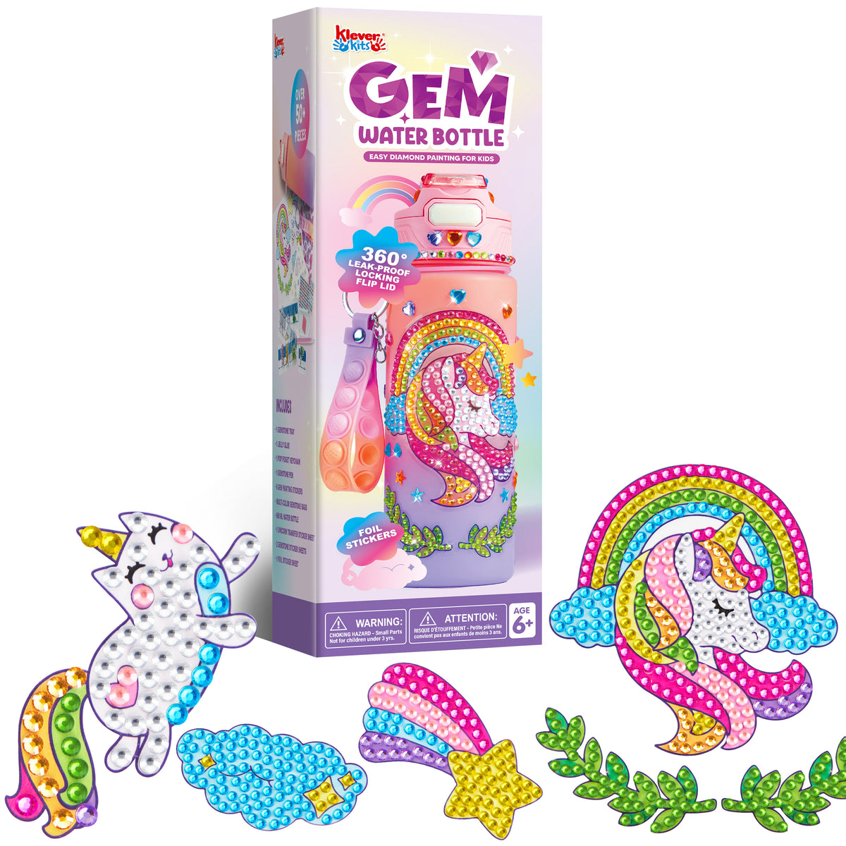 Klever Kits Unicorn DIY Gem Diamond Water Bottle Craft Kit