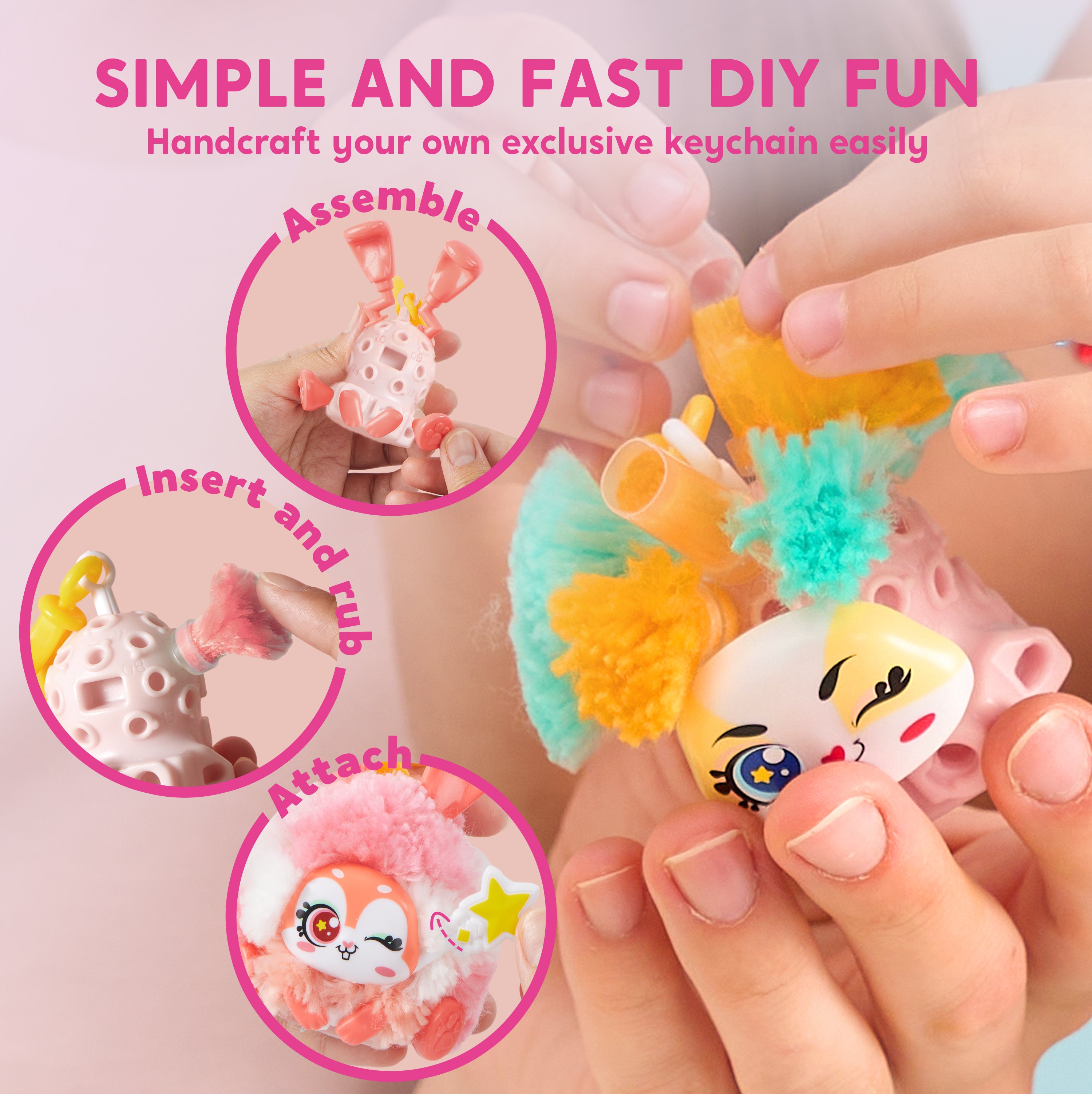 Klever Kits DIY Plush Keychain Craft Kit (3 Models)