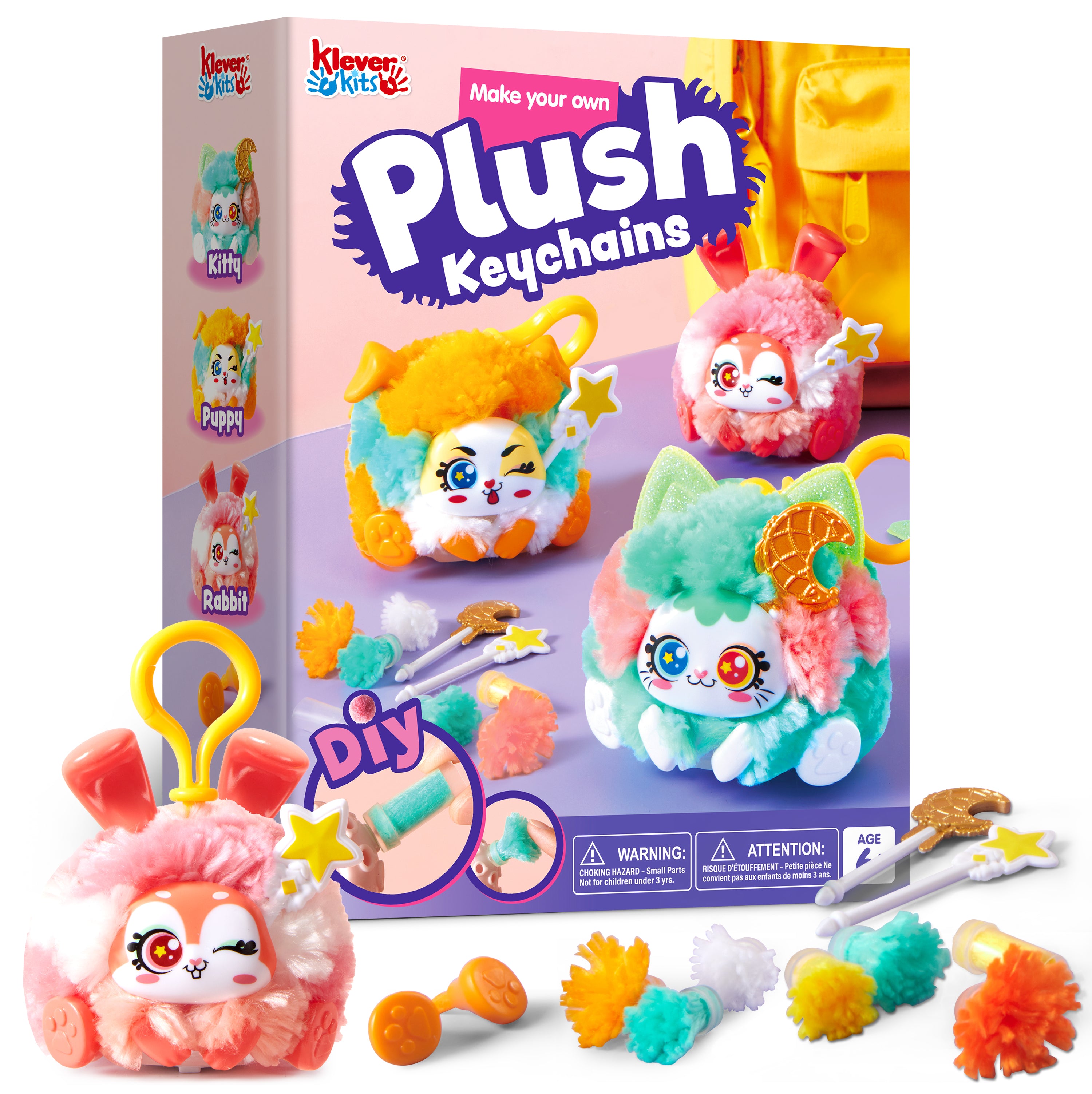 Klever Kits DIY Plush Keychain Craft Kit (3 Models)