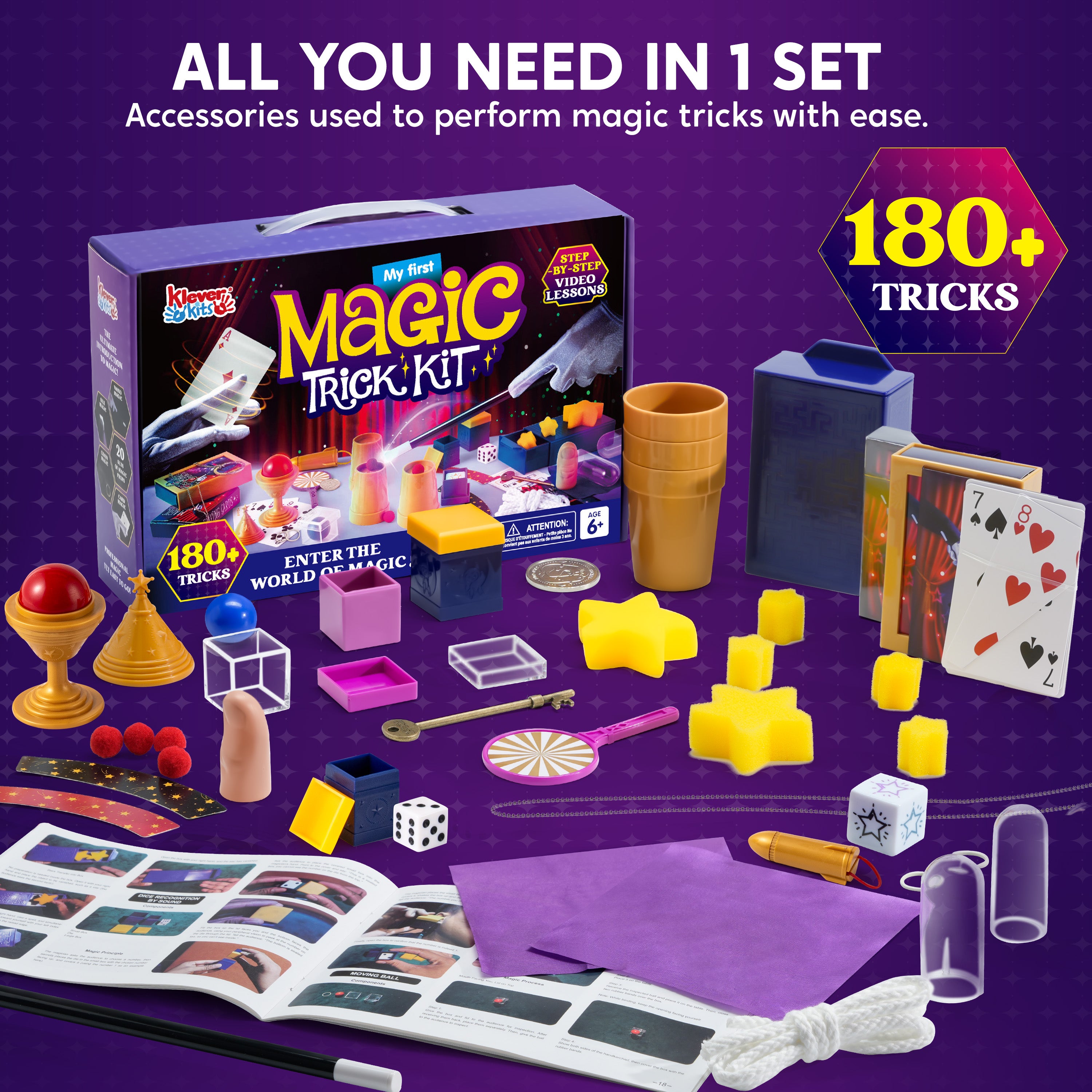 Klever Kits 180+ Magic Trick Set for Kids Ages 6+
