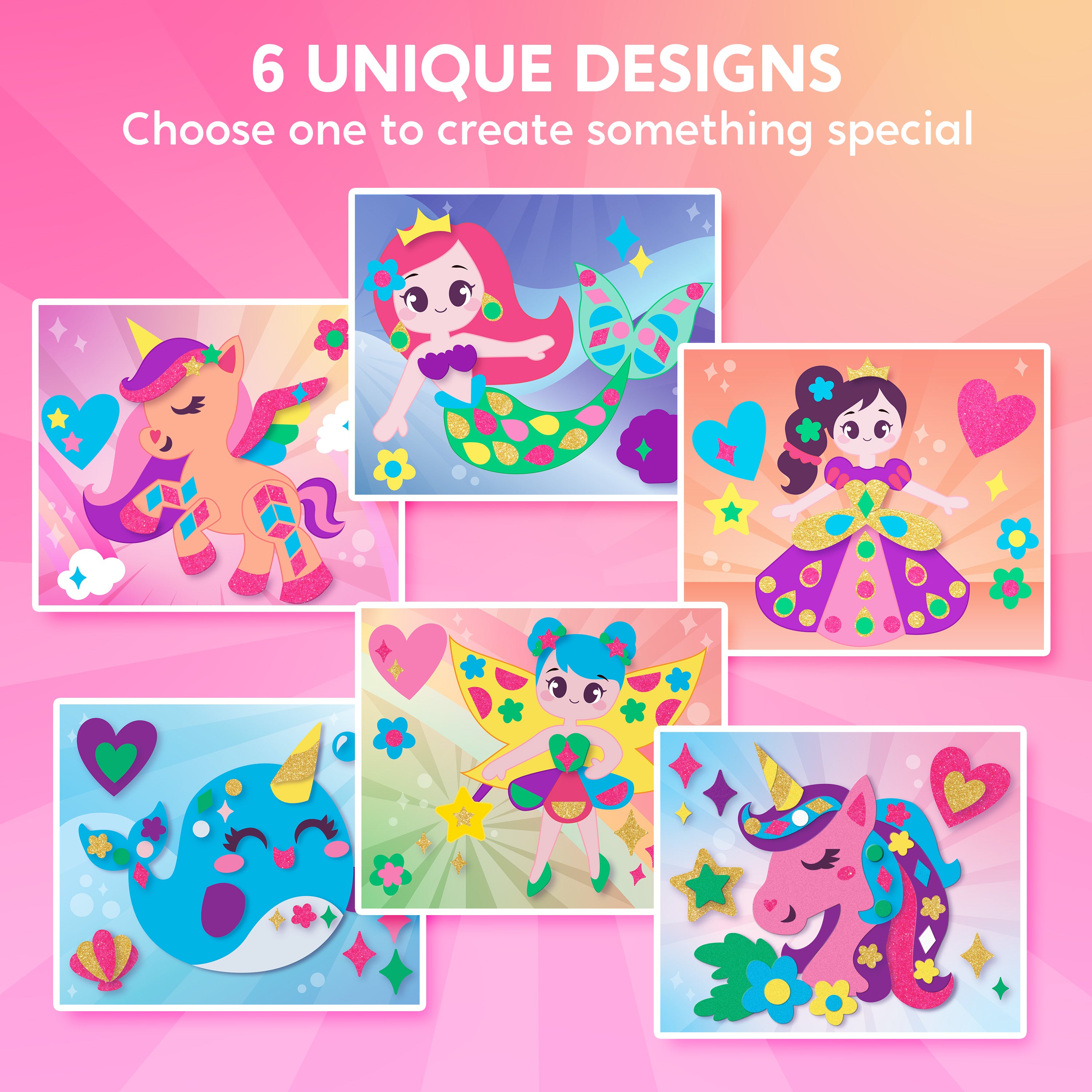 Klever Kits Unicorns & Princesses 3D Foam Sticker Art Kit (800+ Pcs)