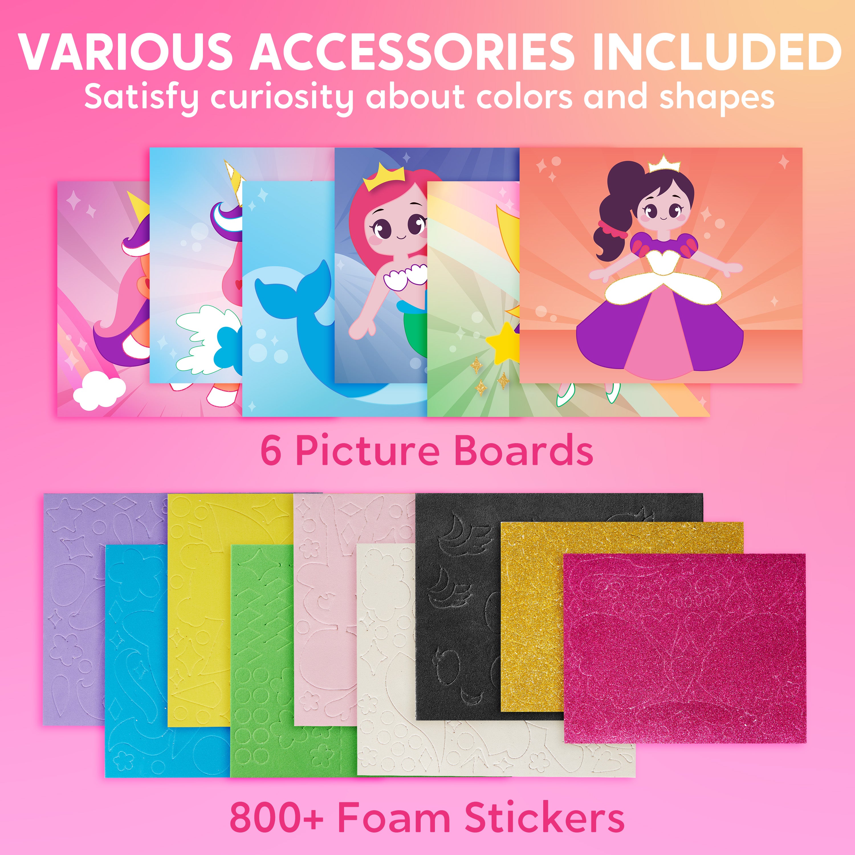 Klever Kits Unicorns & Princesses 3D Foam Sticker Art Kit (800+ Pcs)