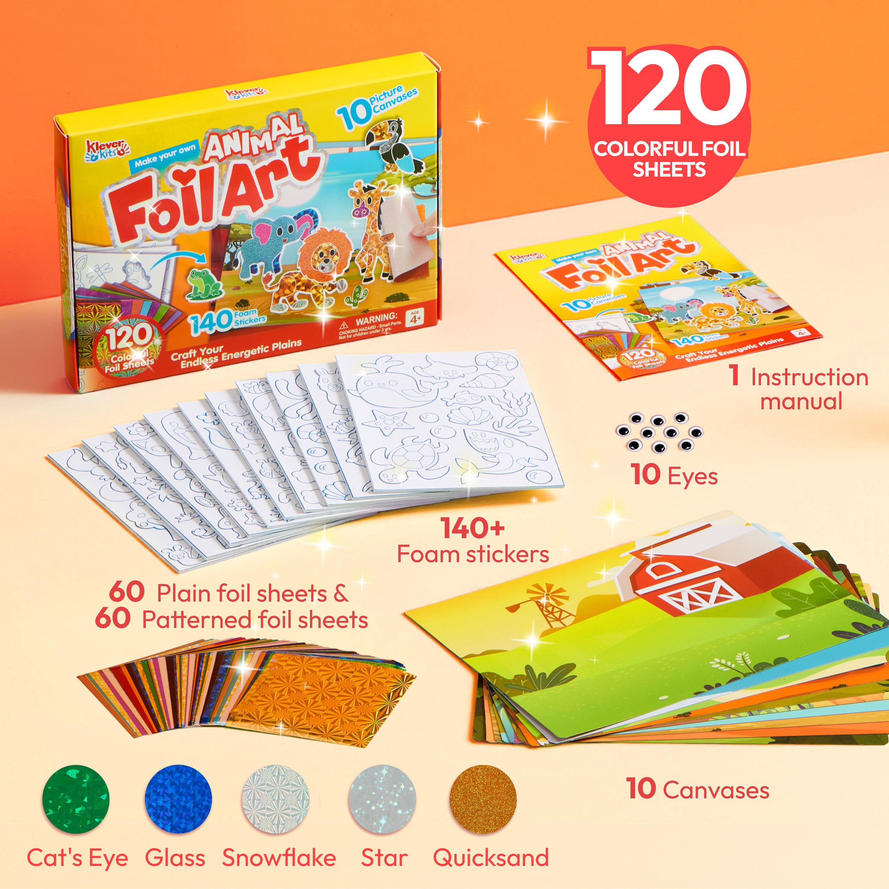 Klever Kits No-Mess Animal Foil Art & Sticker Activity Kit