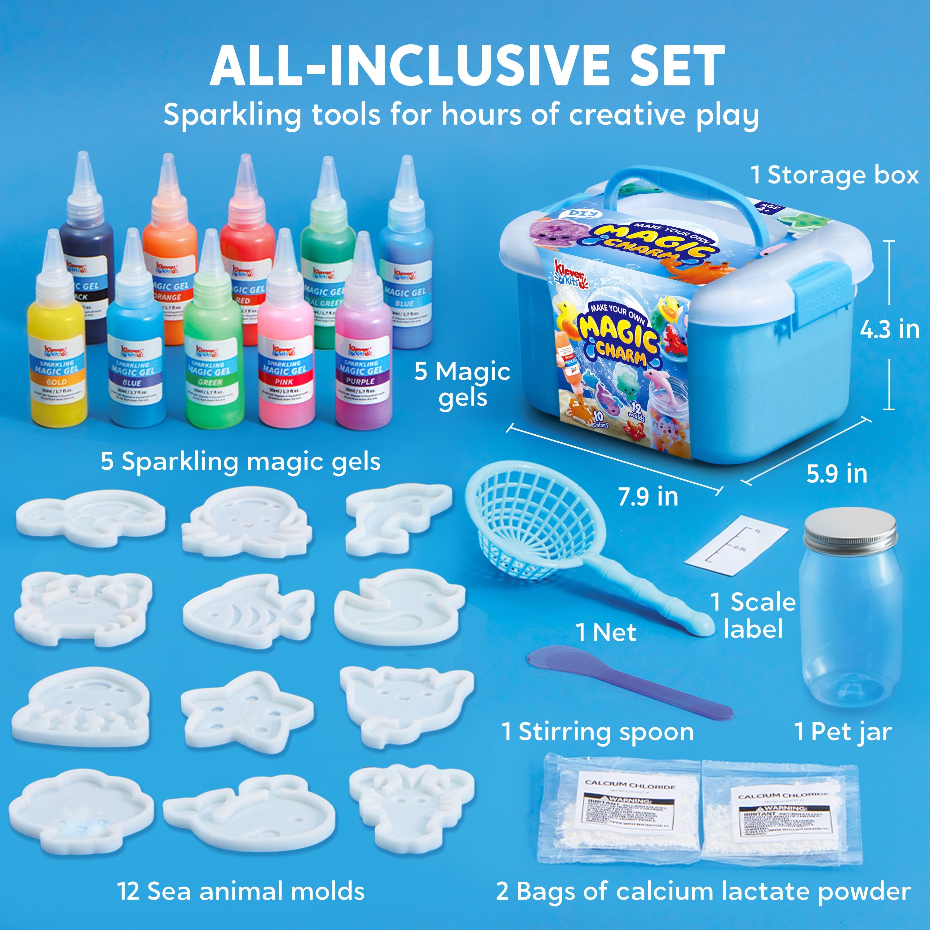 Klever Kits Magic Water Gel Toy Kit with Molds (10-Gel Pack)
