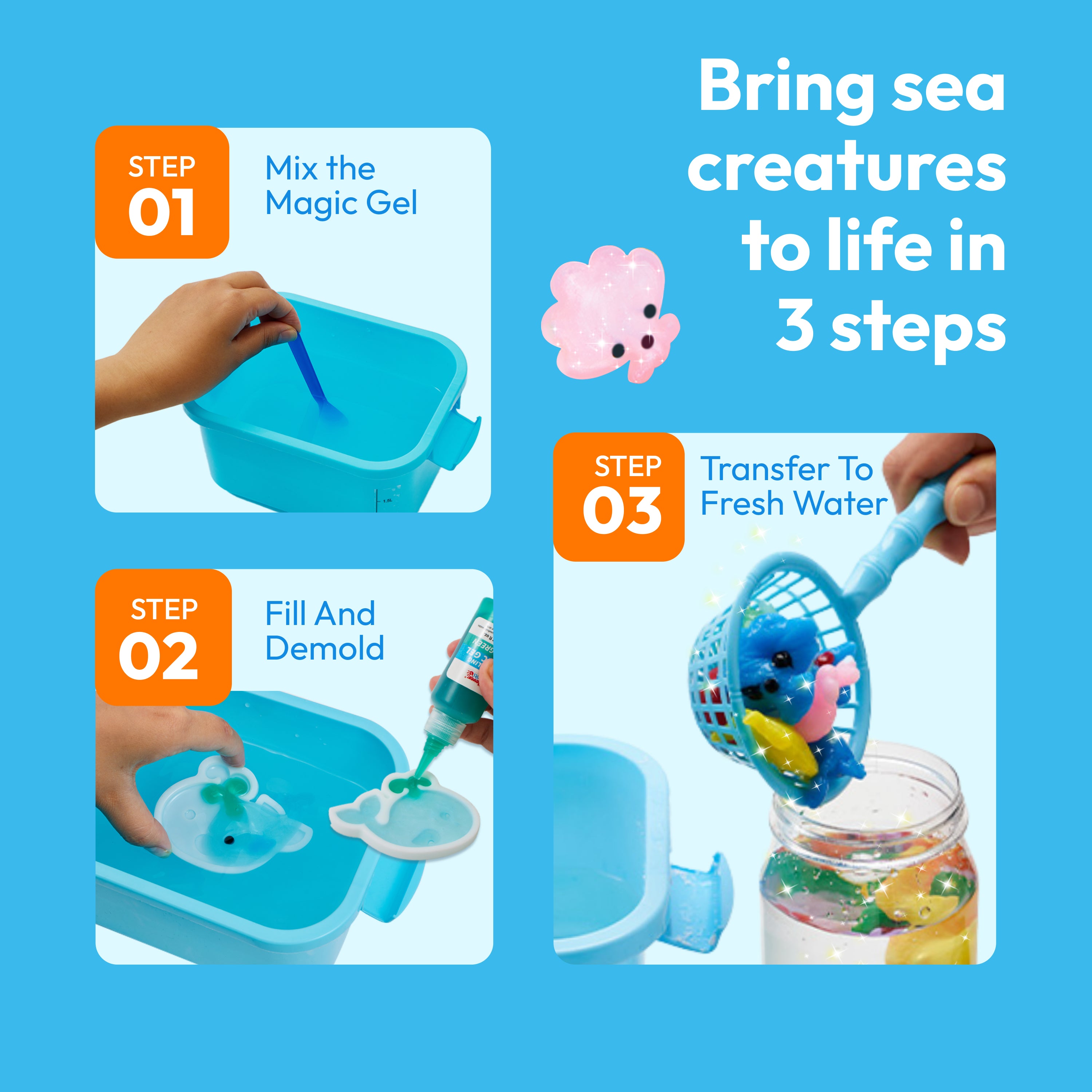 Klever Kits Magic Water Gel Toy Kit with Molds (10-Gel Pack)