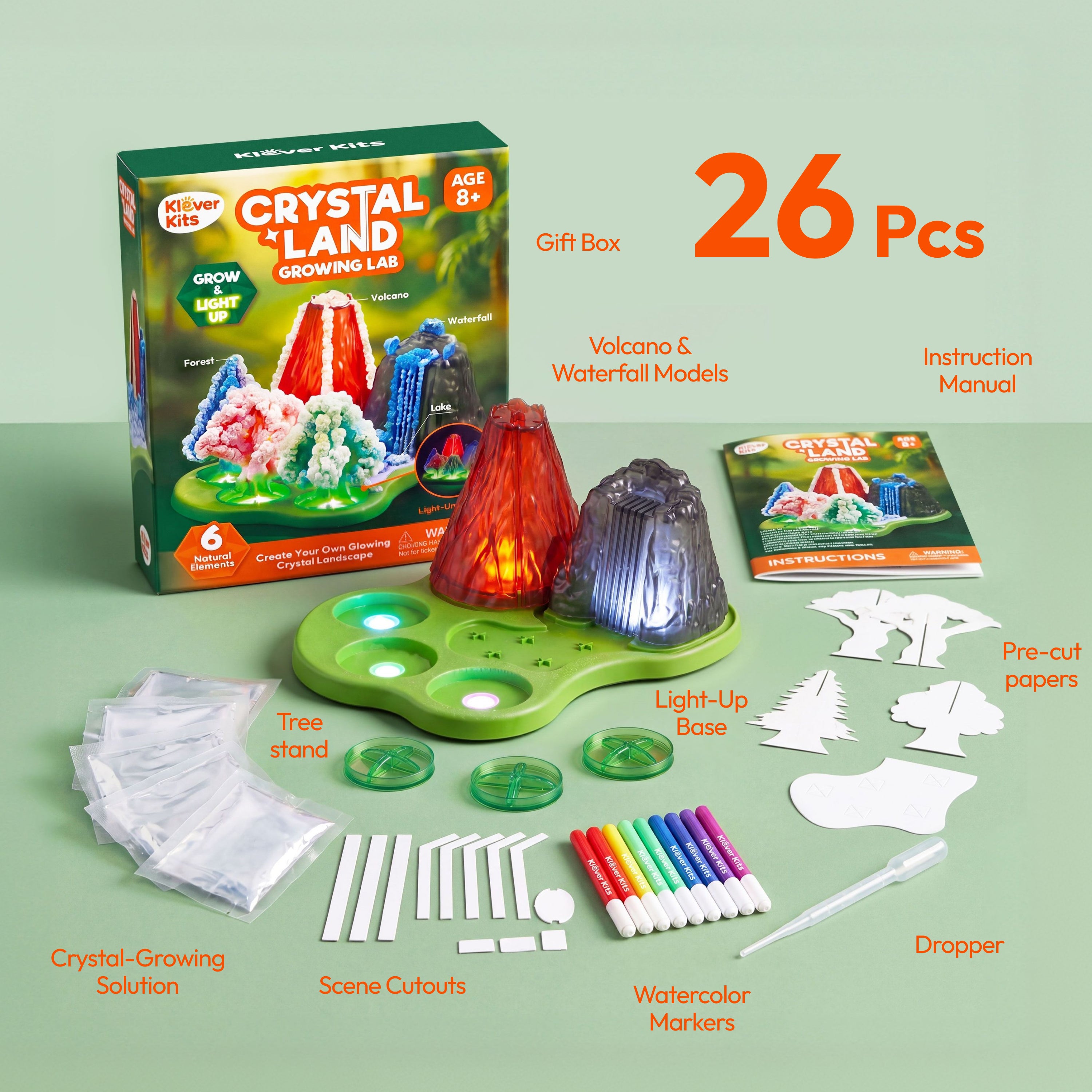 Klever Kits Crystal Land Growing Lab with Light-Up Display Base