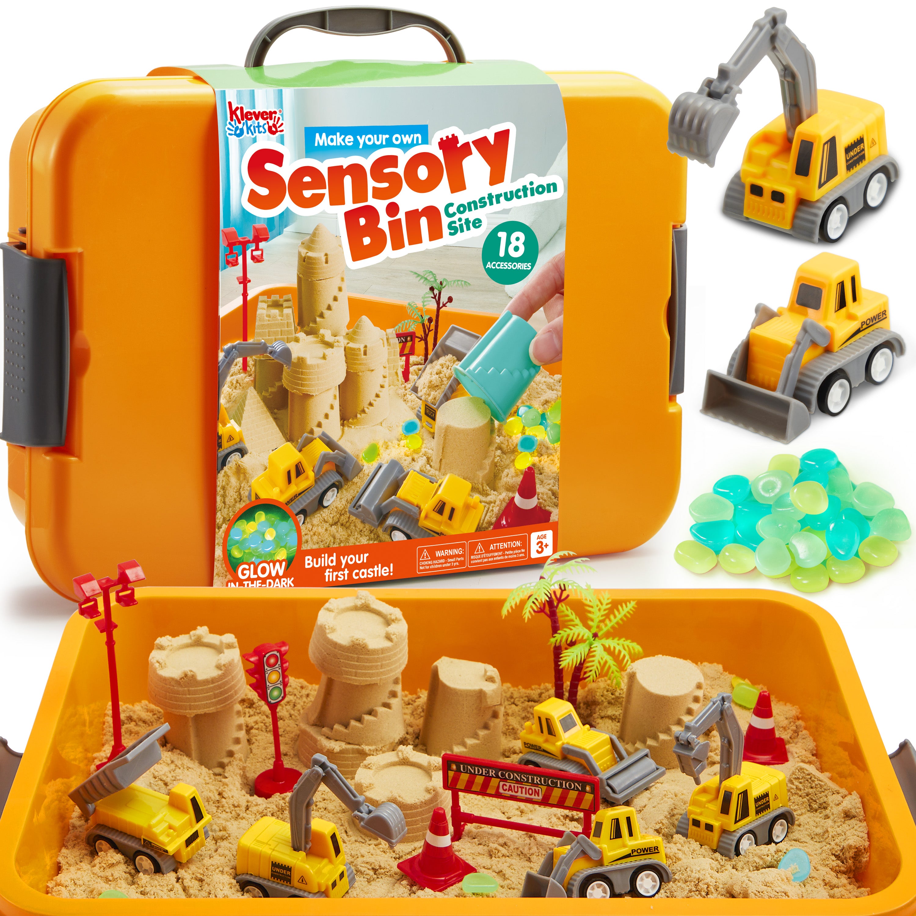 Klever Kits Construction Sensory Bin with Glow Stones Age 3+