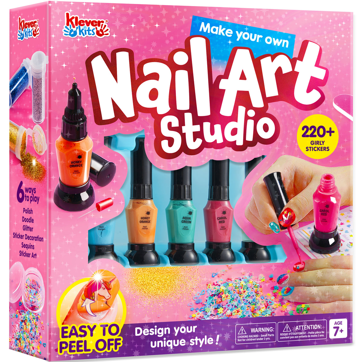 Klever Kits Kids Peel-Off Nail Polish & Art Kit