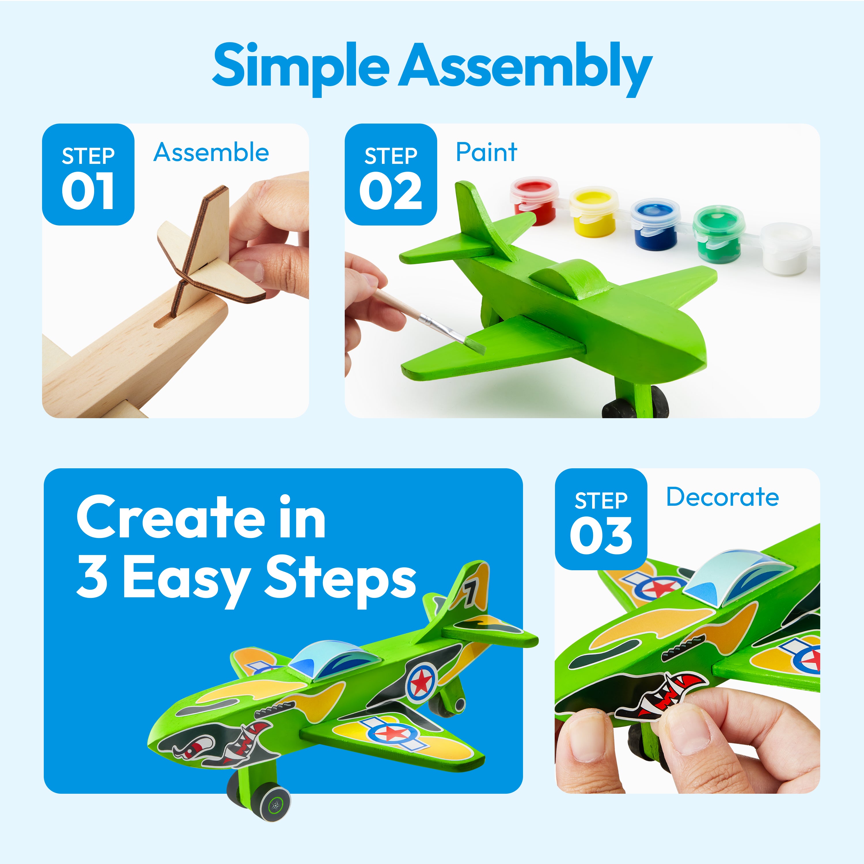 Klever Kits Build & Paint Wooden Airplane Kit (4 Pack)