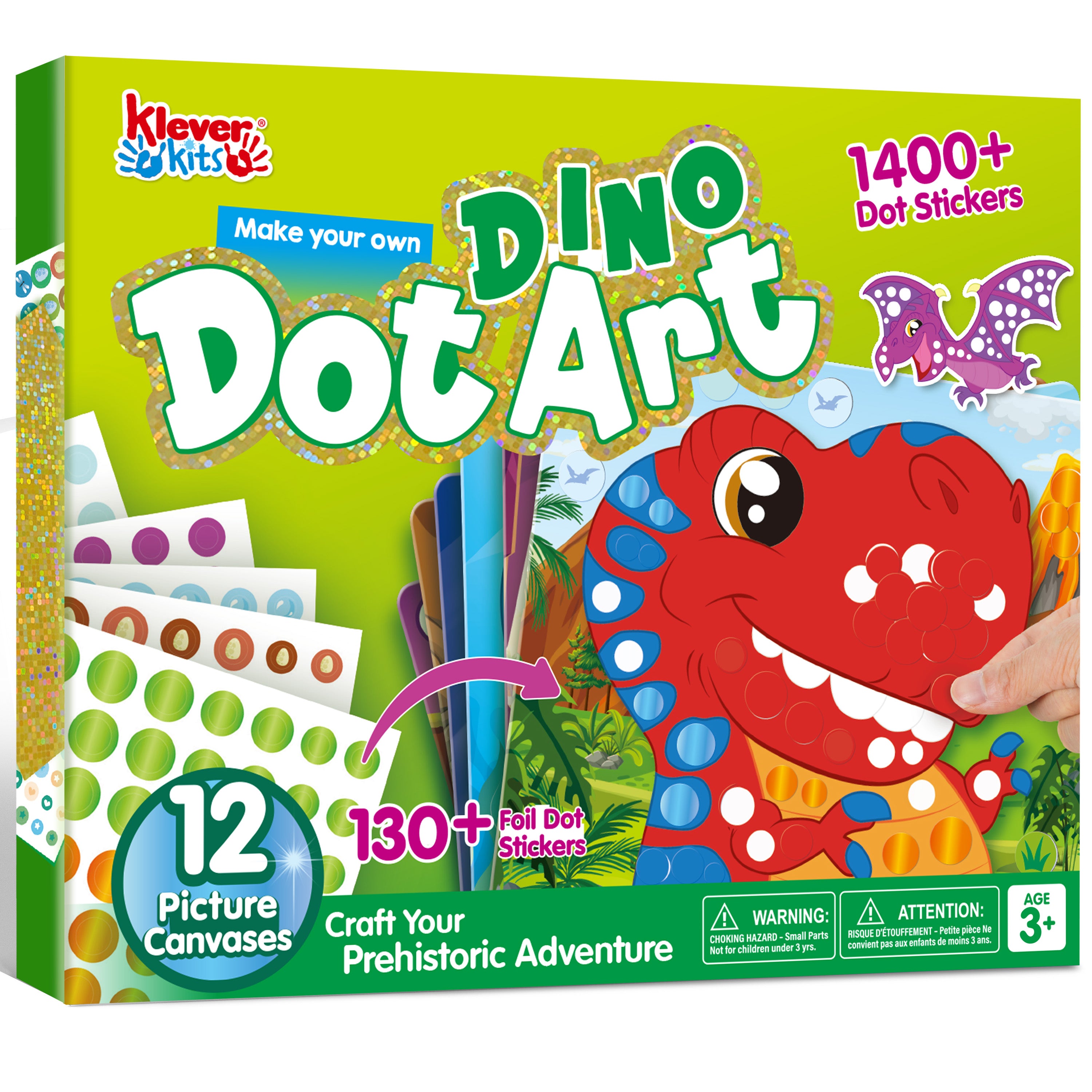 Klever Kits No-Mess Dinosaur Dot Art Sticker Kit