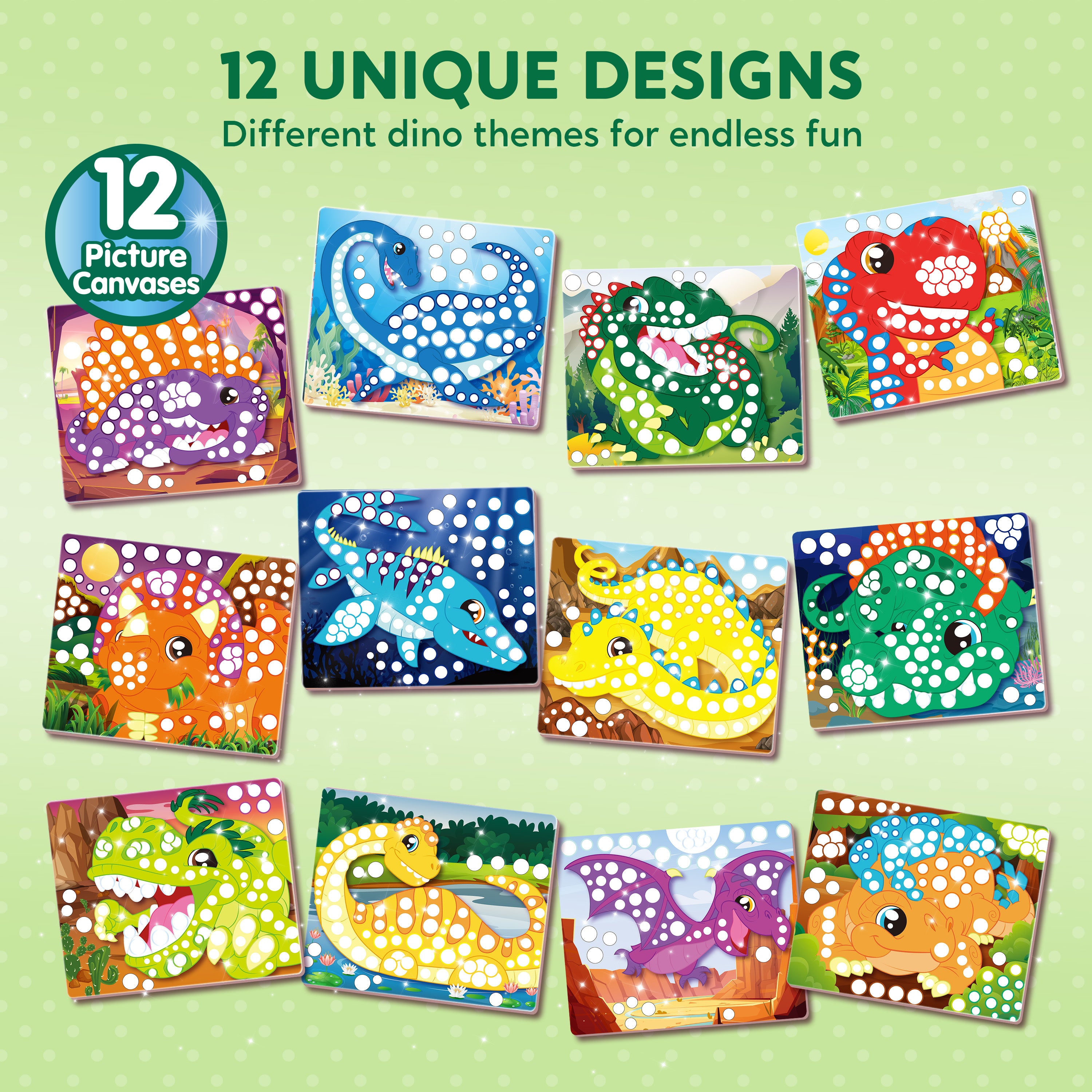 Klever Kits No-Mess Dinosaur Dot Art Sticker Kit