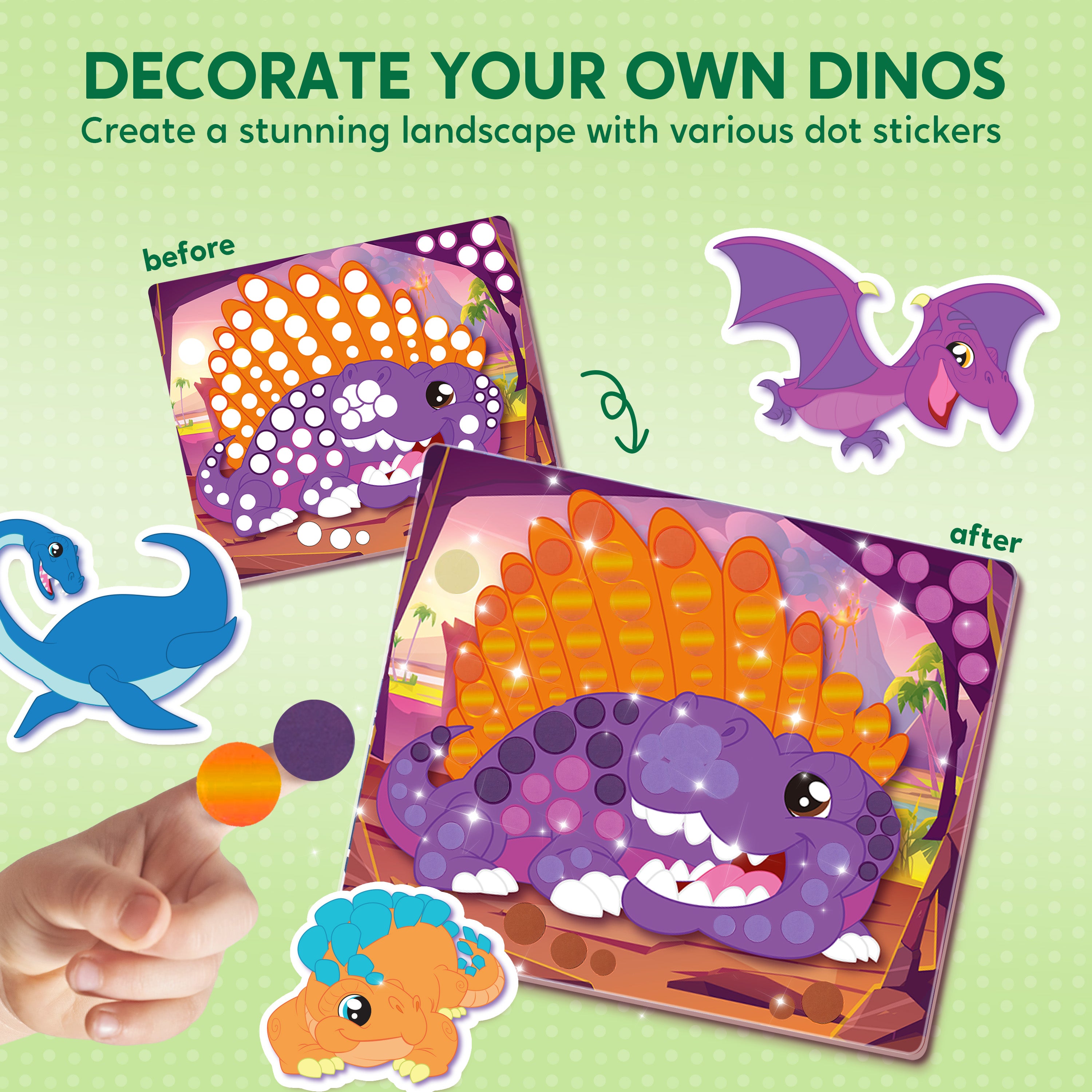 Klever Kits No-Mess Dinosaur Dot Art Sticker Kit