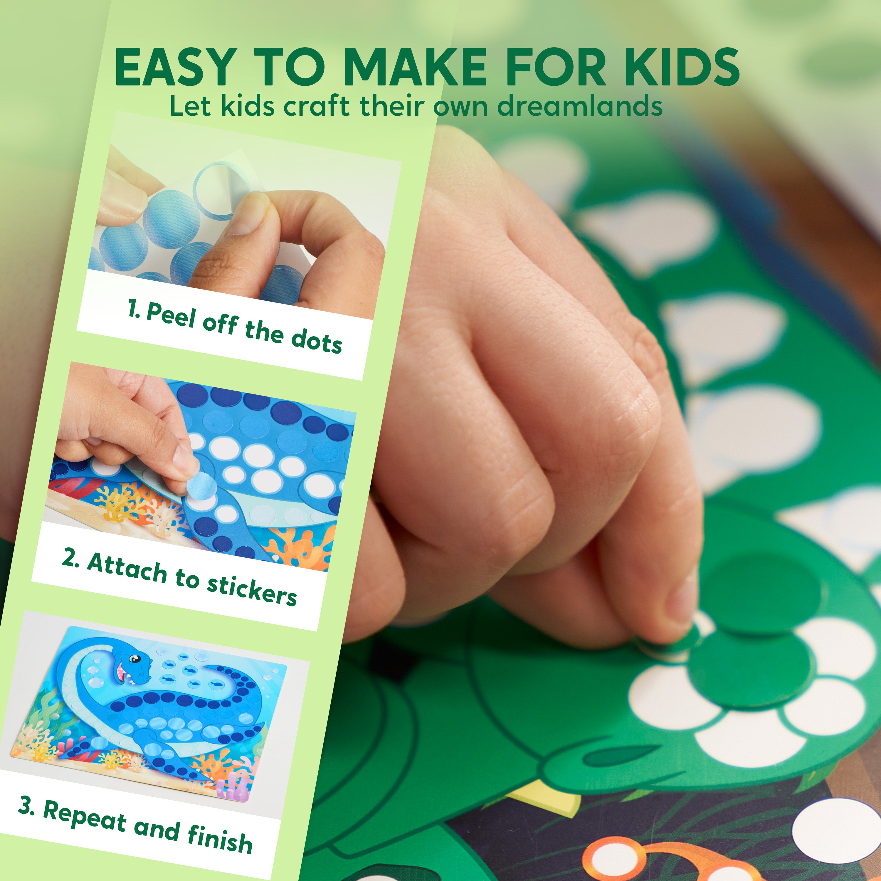 Klever Kits No-Mess Dinosaur Dot Art Sticker Kit