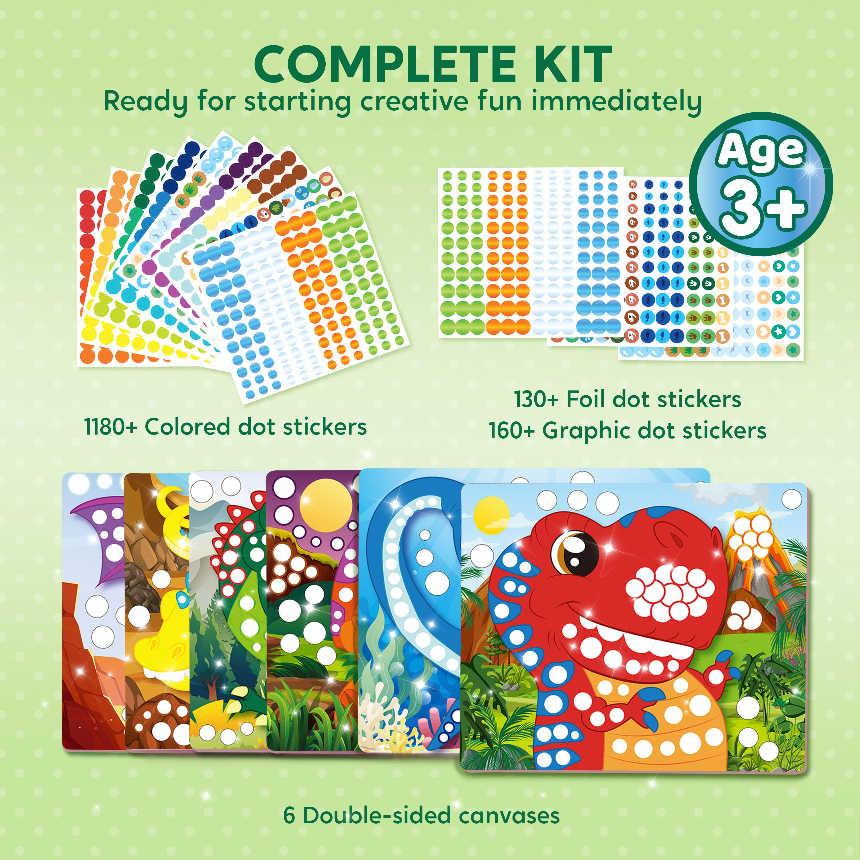 Klever Kits No-Mess Dinosaur Dot Art Sticker Kit