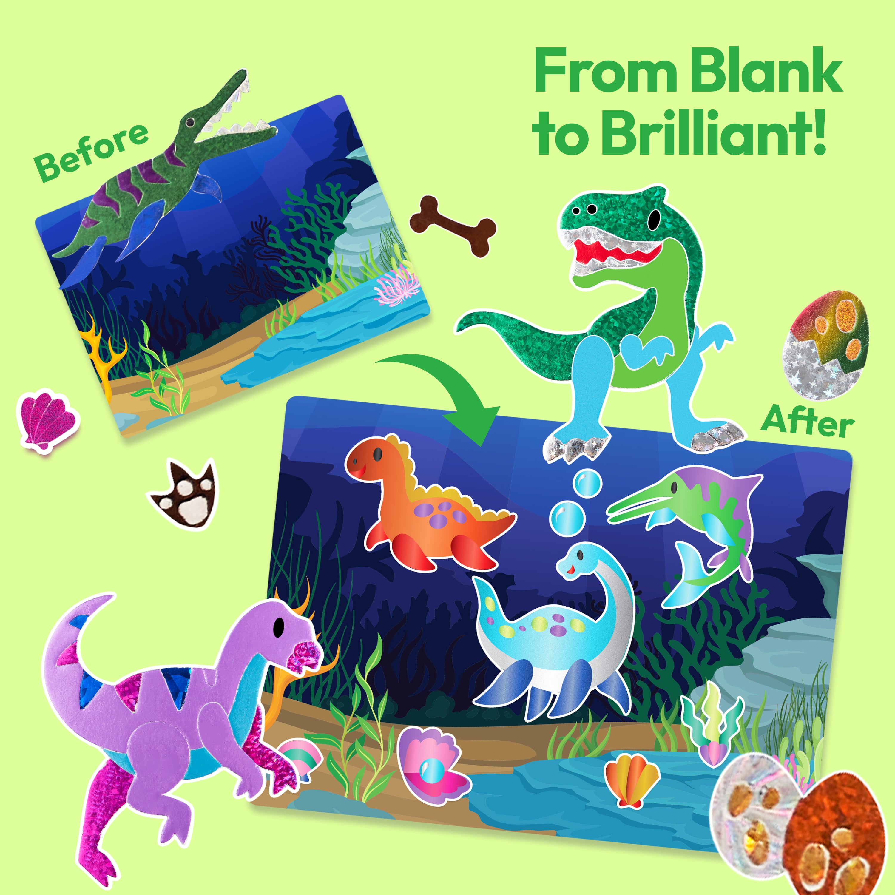 Klever Kits Dinosaur Mess-Free Foil Art & Sticker Craft Kit