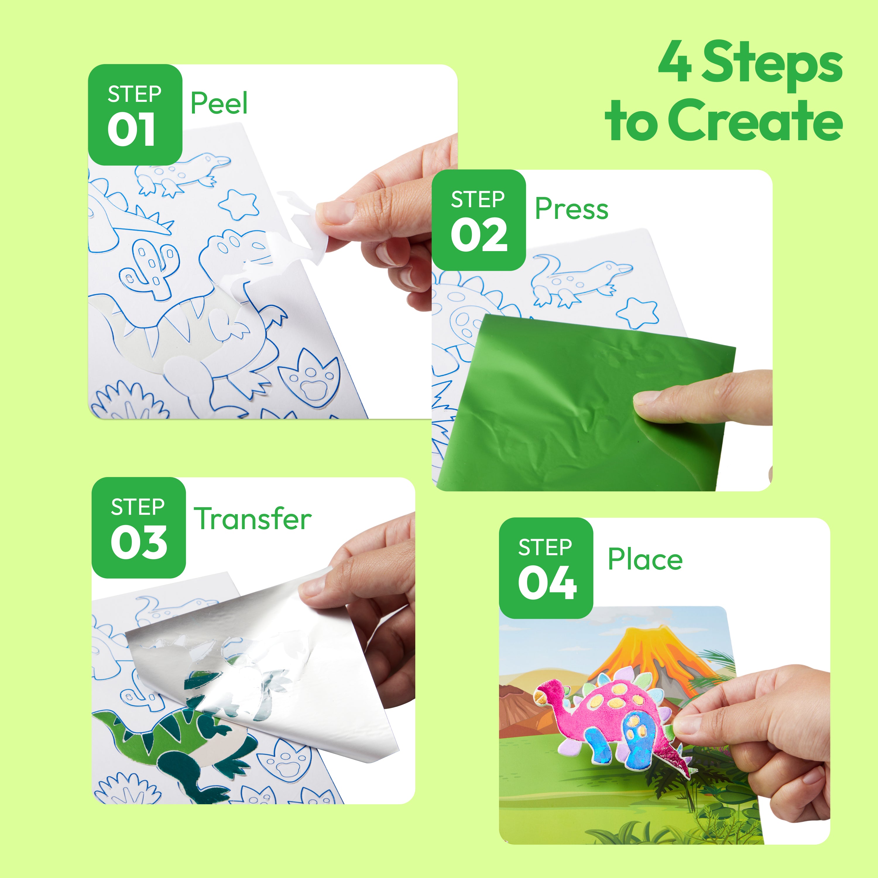 Klever Kits Dinosaur Mess-Free Foil Art & Sticker Craft Kit