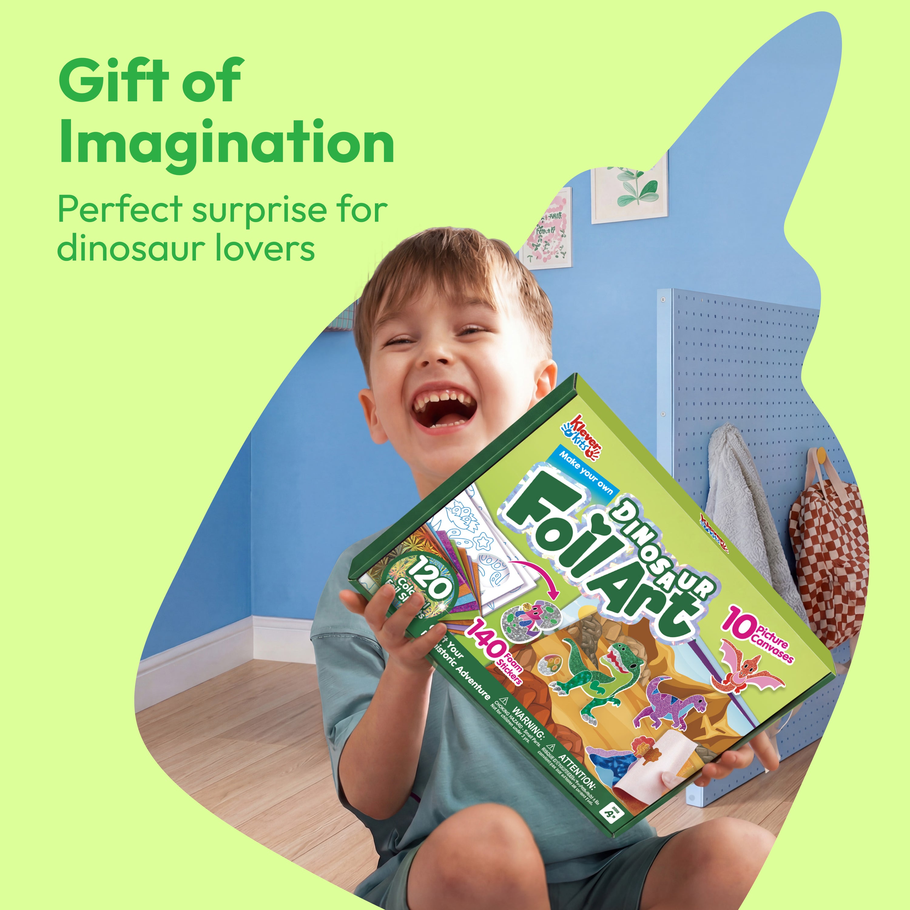Klever Kits Dinosaur Mess-Free Foil Art & Sticker Craft Kit