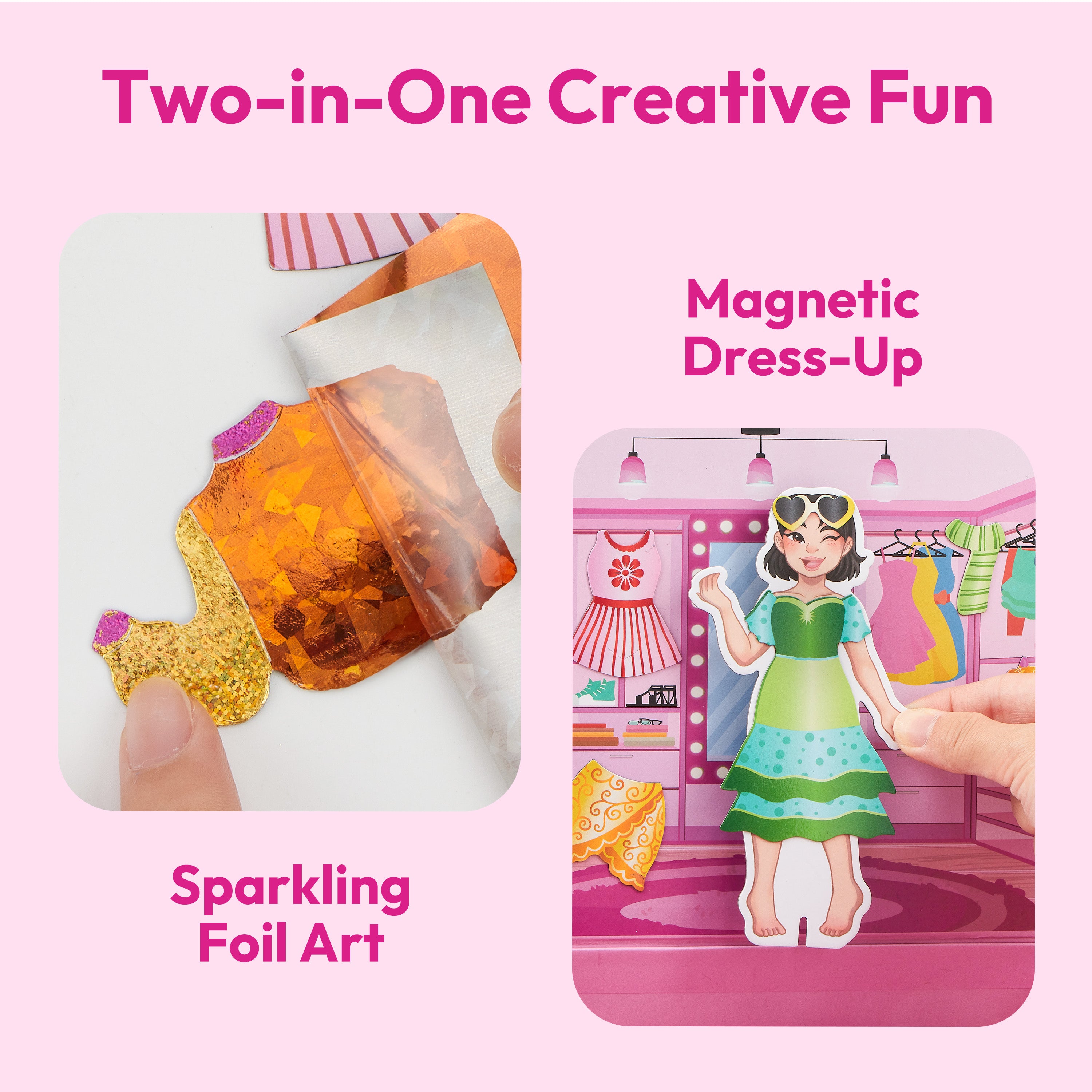 Klever Kits 2-in-1 Foil Art & Magnetic Dress-Up Doll Set