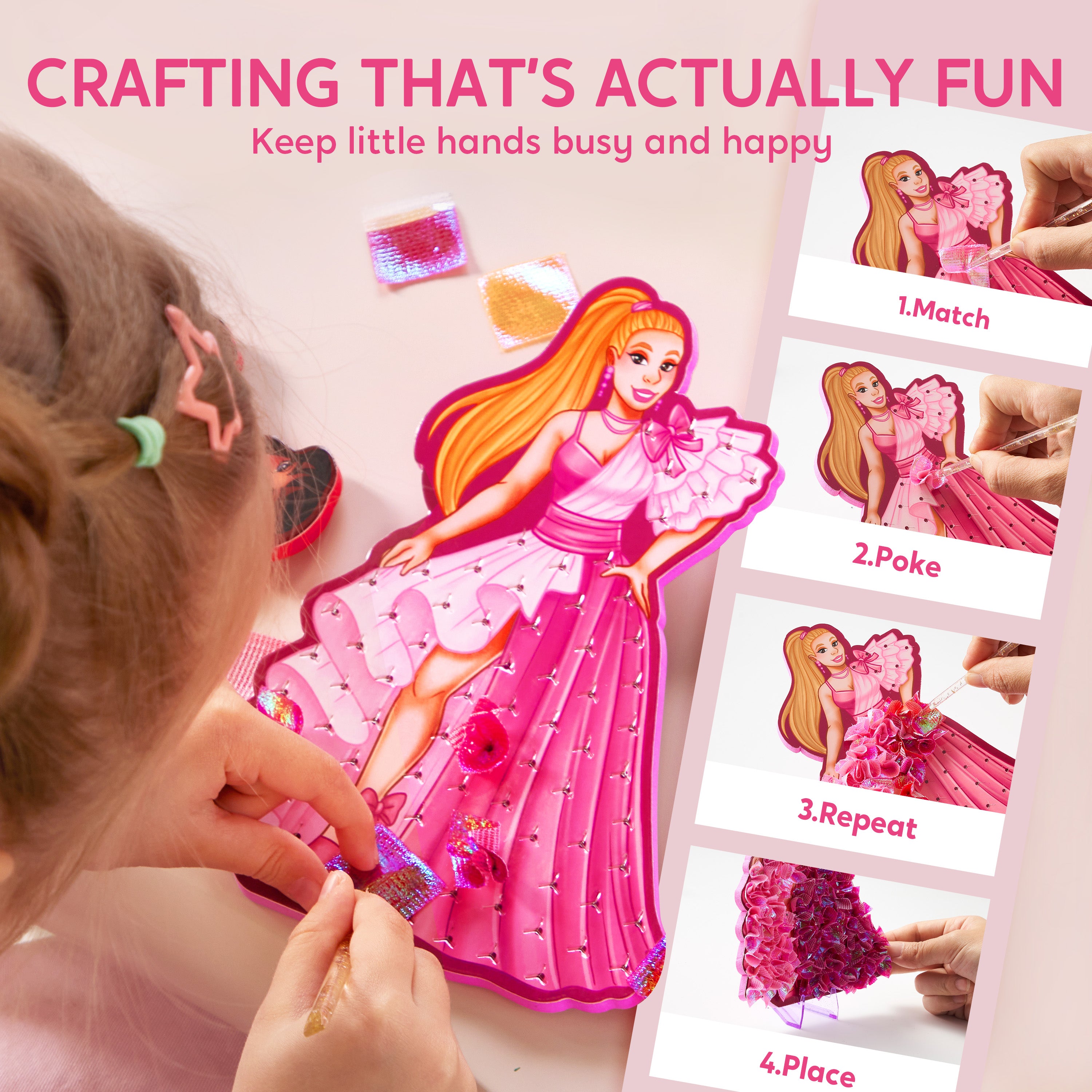 Klever Kits Princess Dress-Up Poke-in Fabric Art Kit