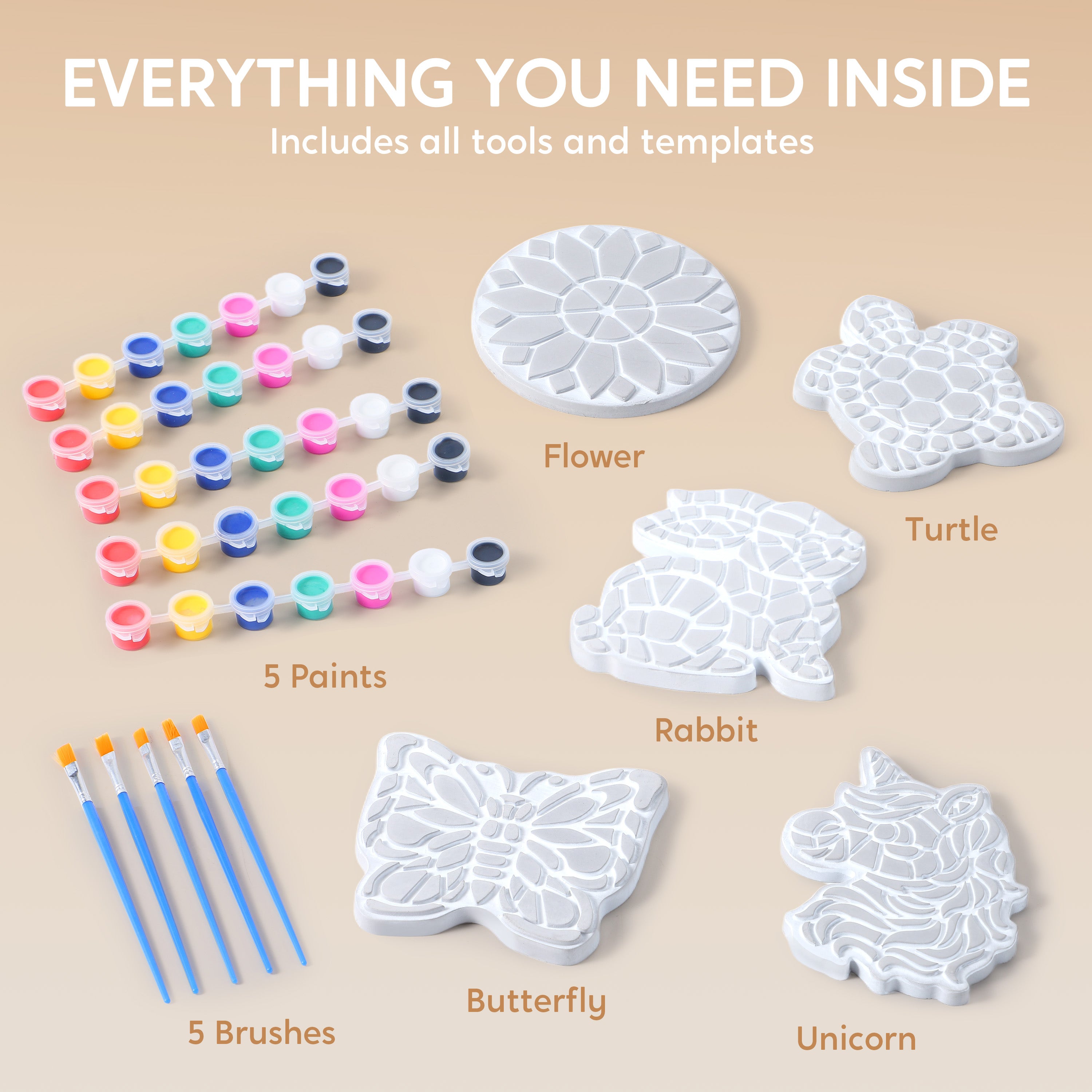 Klever Kits Garden Stepping Stone Painting Kit (Paint 5 Stones)