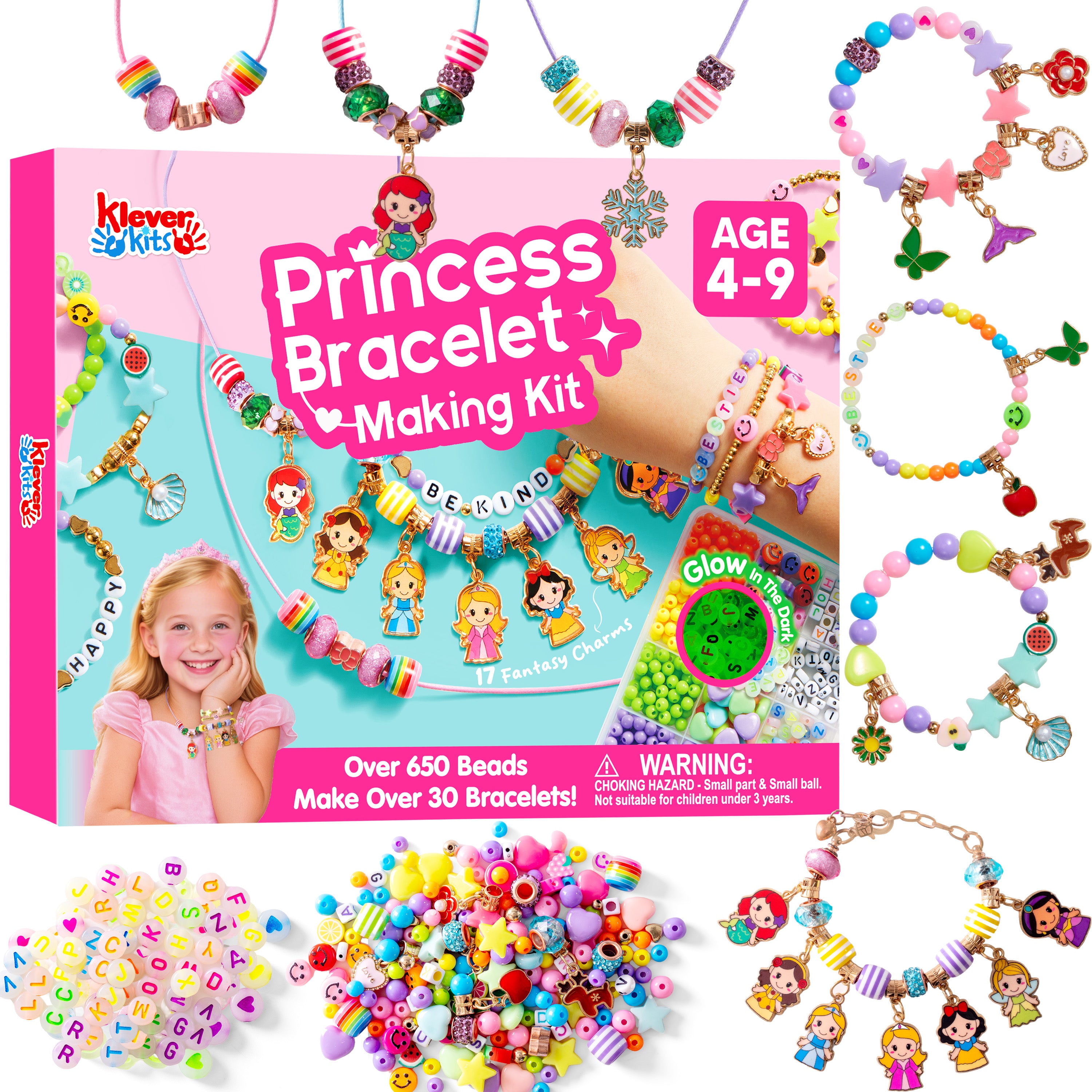 Klever Kits Princess Jewelry & Bracelet Making Kit (650+ Pcs)