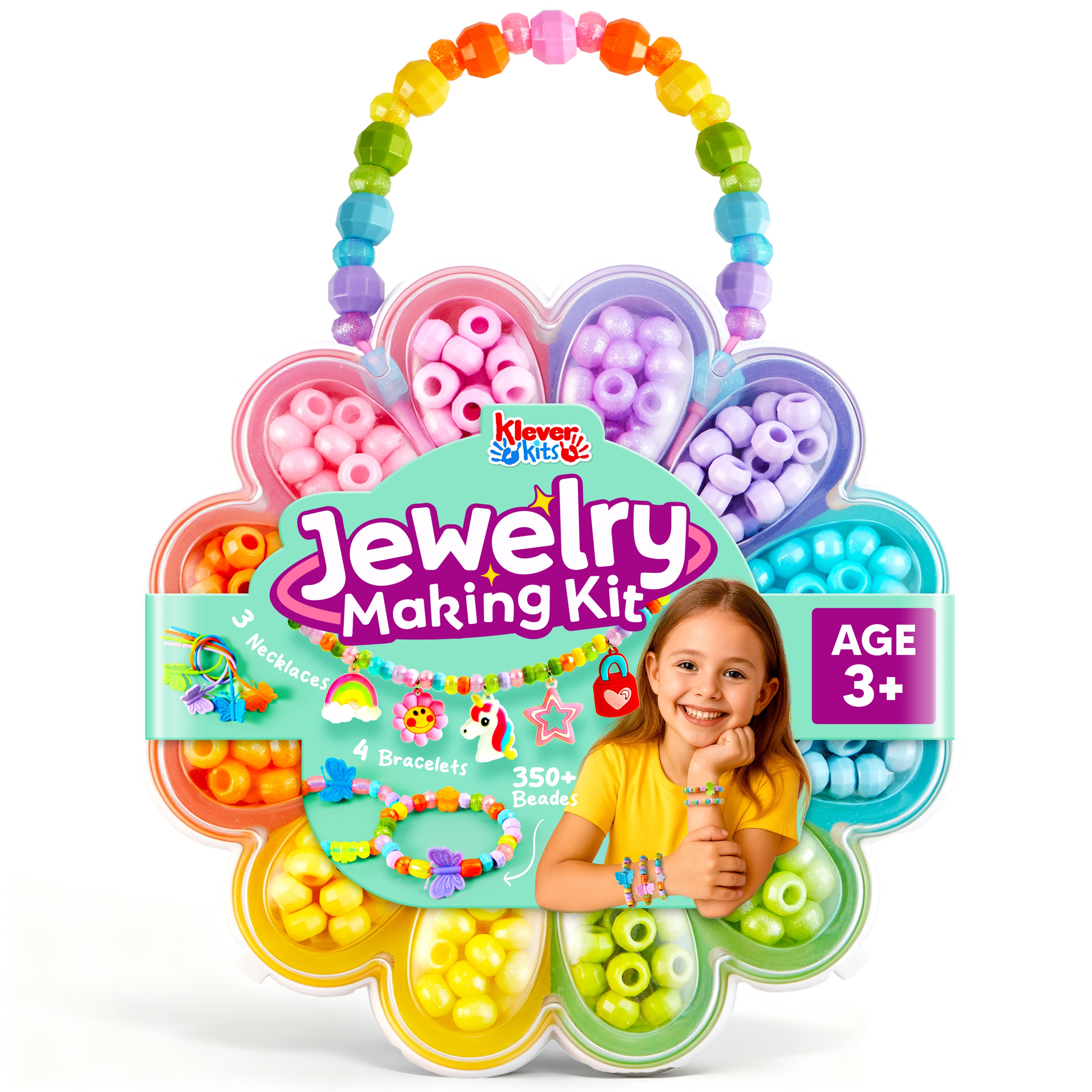 Klever Kits Flower Storage Bracelet Making Kit (350+ Pcs)