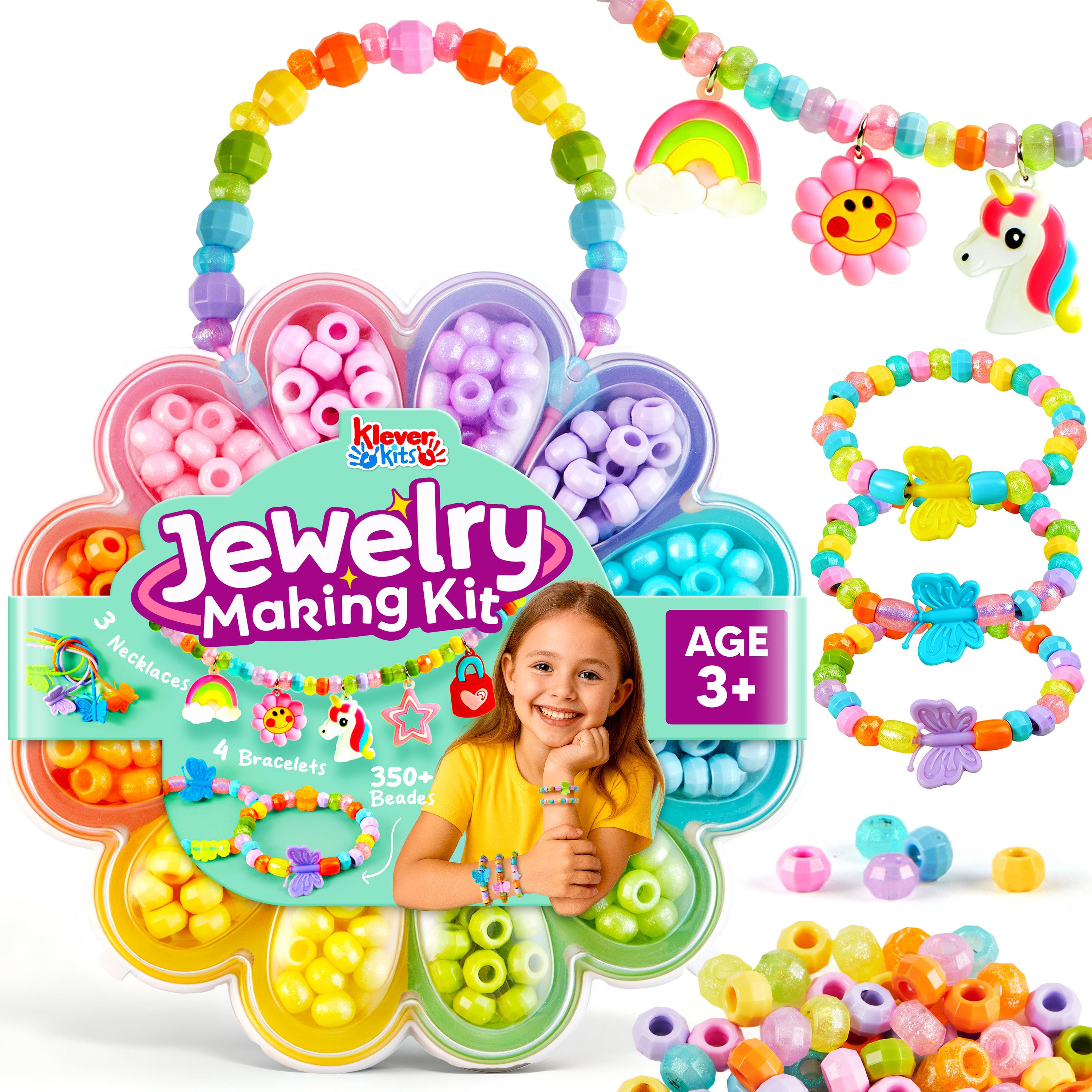Klever Kits Flower Storage Bracelet Making Kit (350+ Pcs)