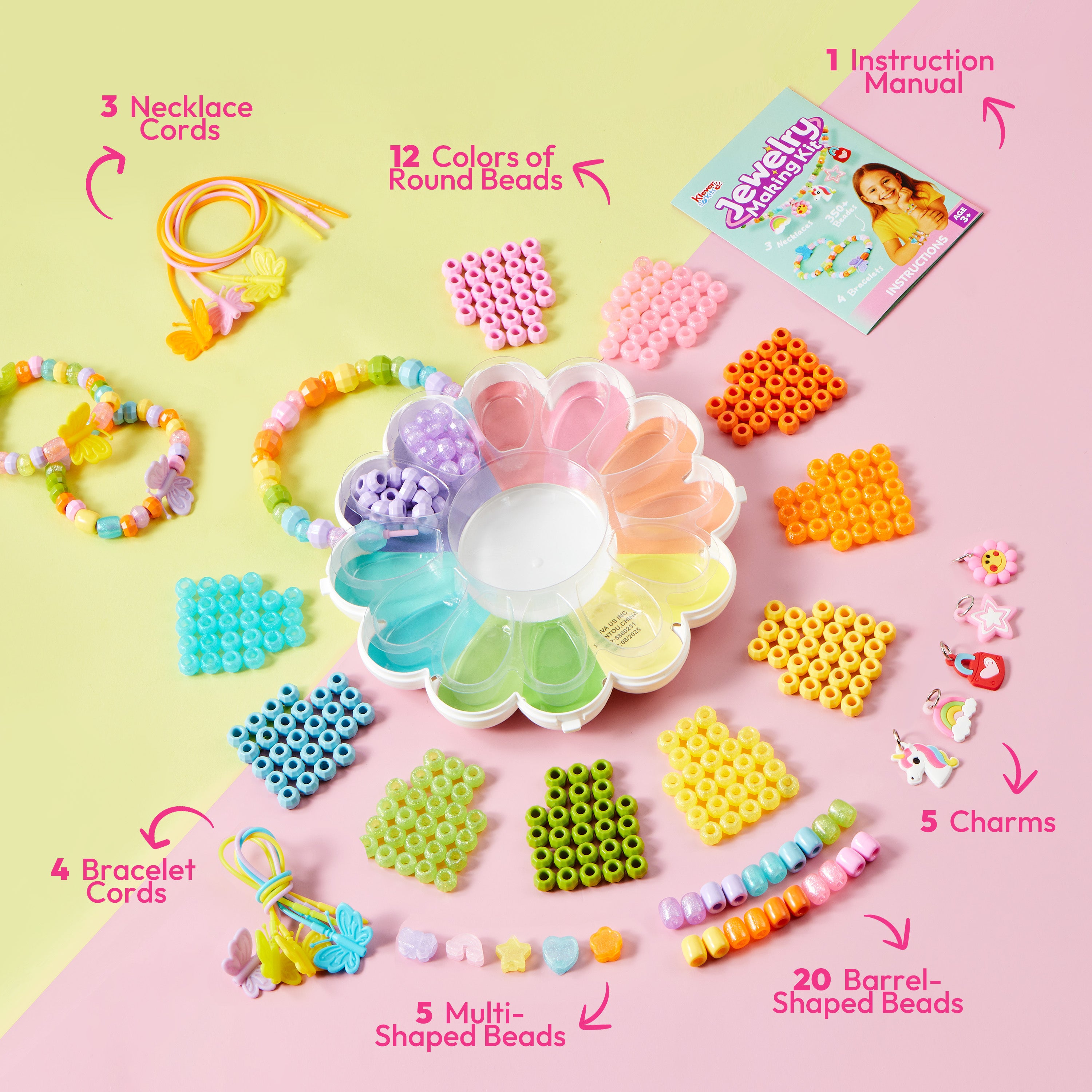 Klever Kits Flower Storage Bracelet Making Kit (350+ Pcs)