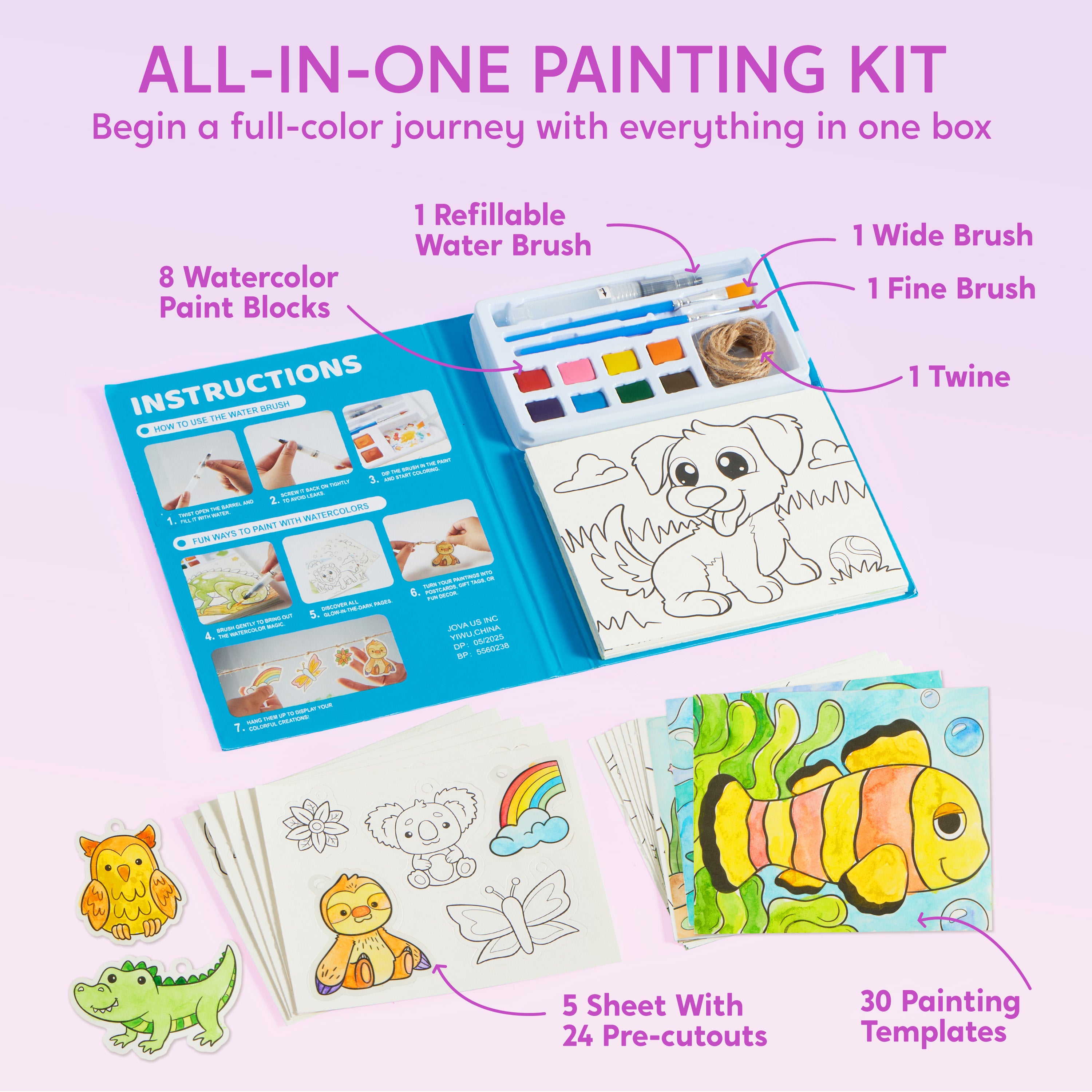 Klever Kits Glow-in-the-Dark Mess-Free Paint with Water Books (3-Pack)
