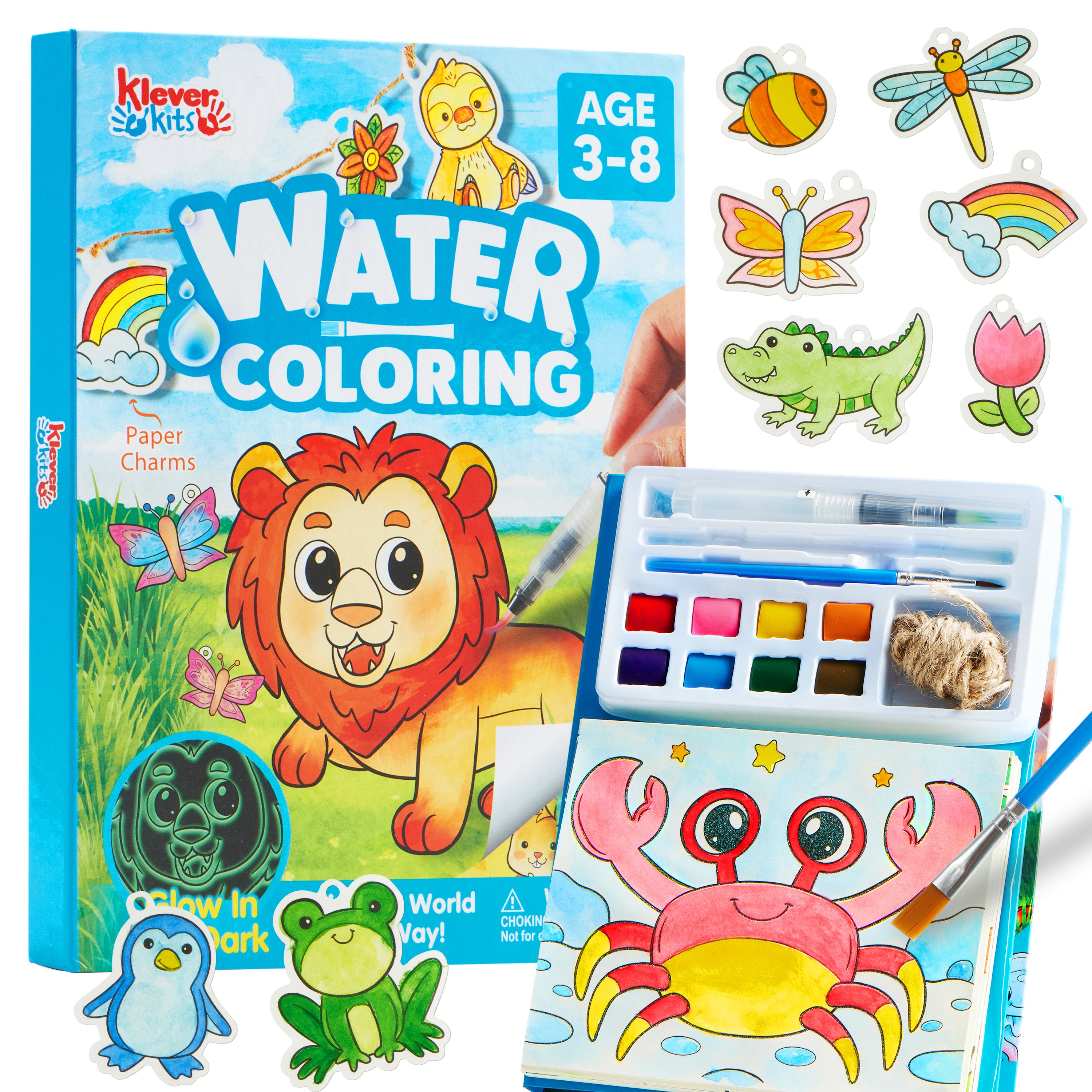 Klever Kits Glow-in-the-Dark Mess-Free Paint with Water Books (3-Pack)