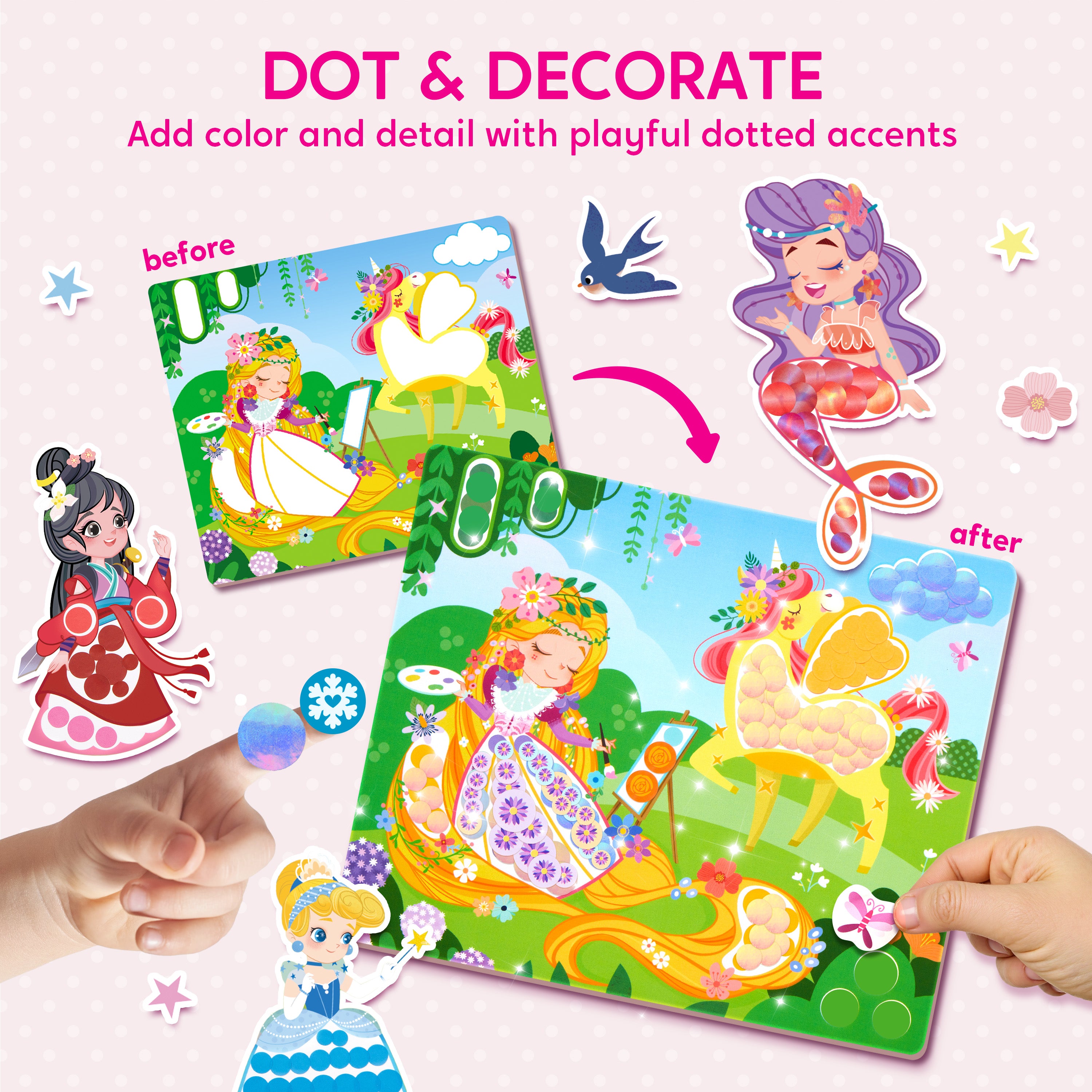 Klever Kits Princess Mess-Free Dot Art & Sticker Craft Set