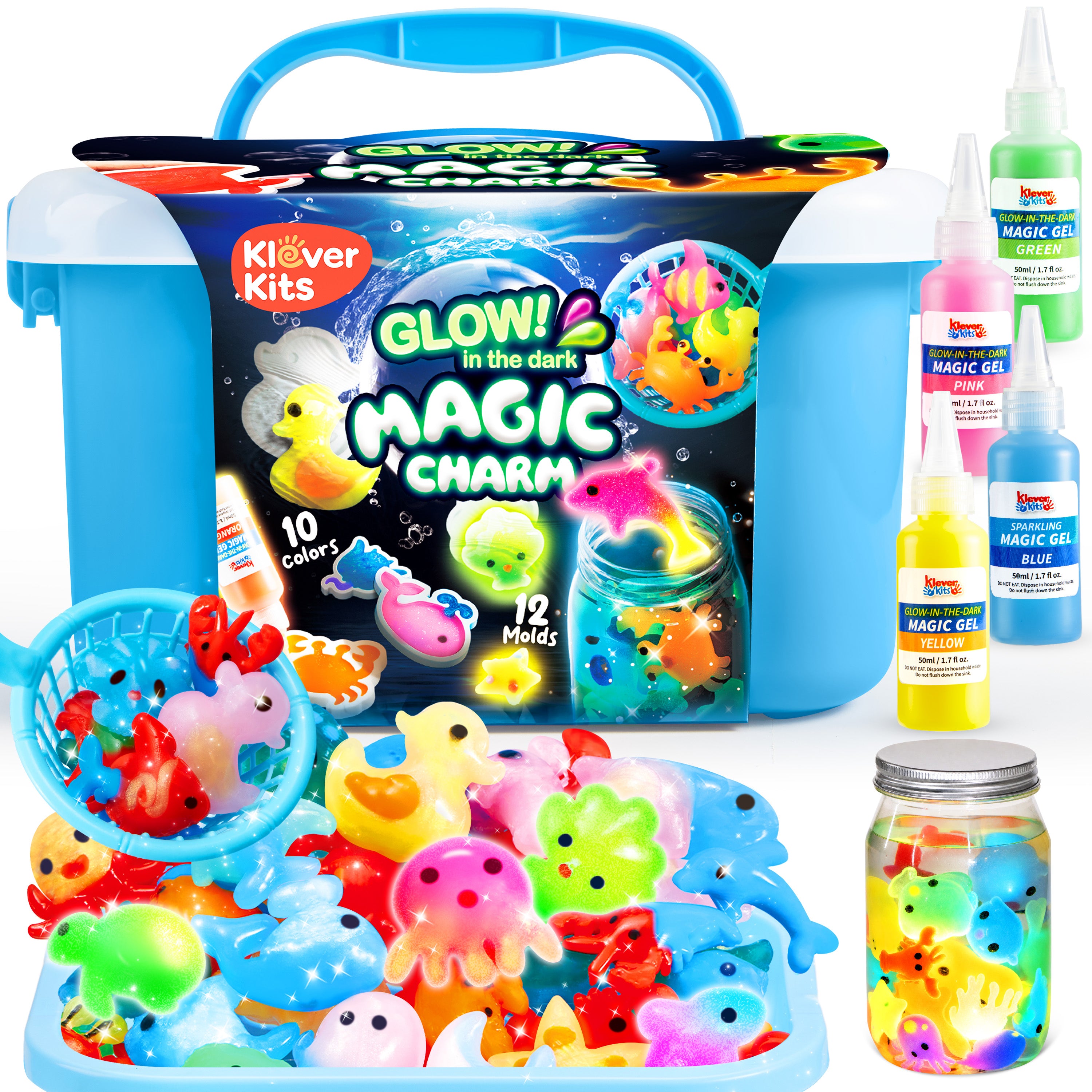 Klever Kits Glow Water Gel Toy Kit with Molds (10-Pack)