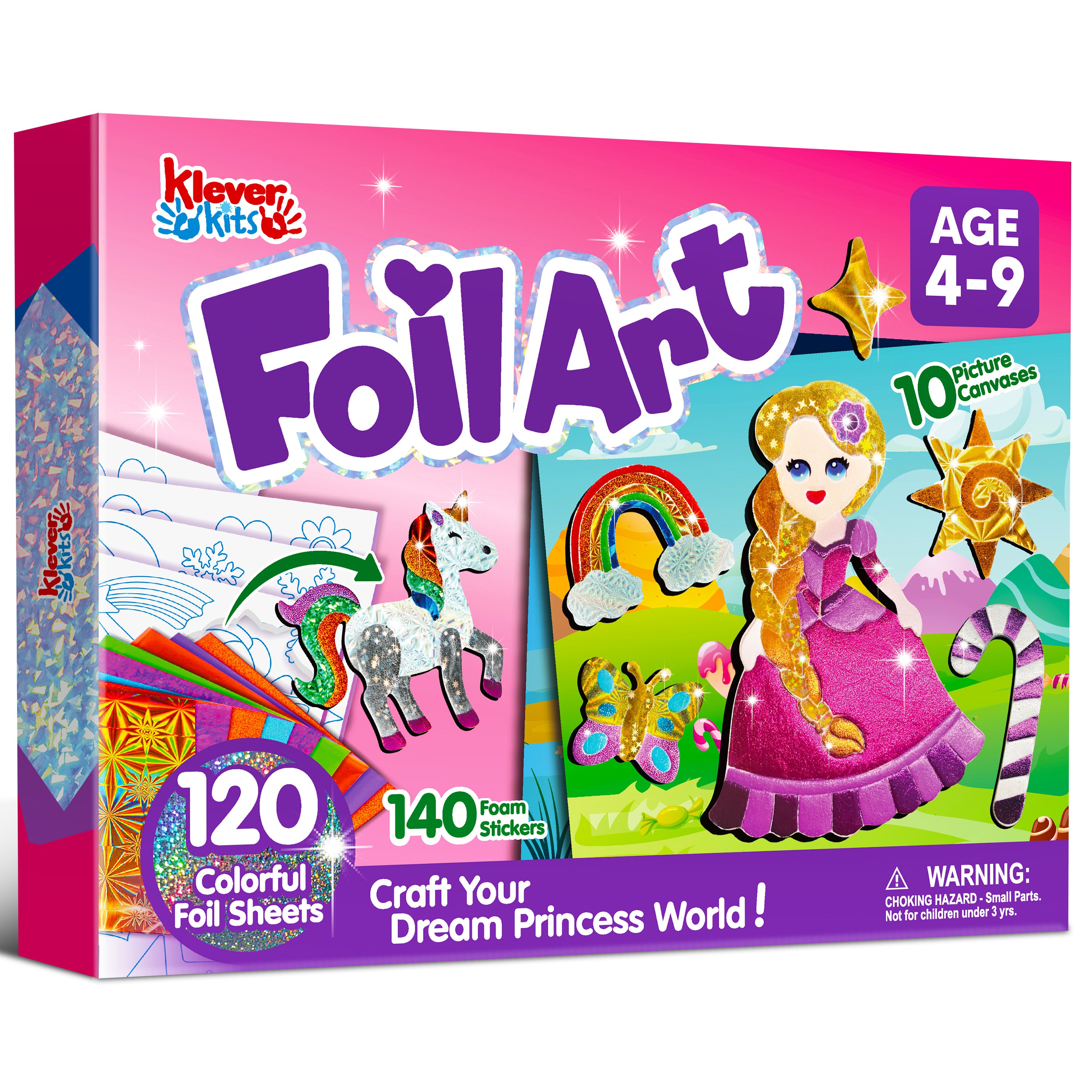 Klever Kits Princess Mess-Free Foil Art & Sticker Craft Kit