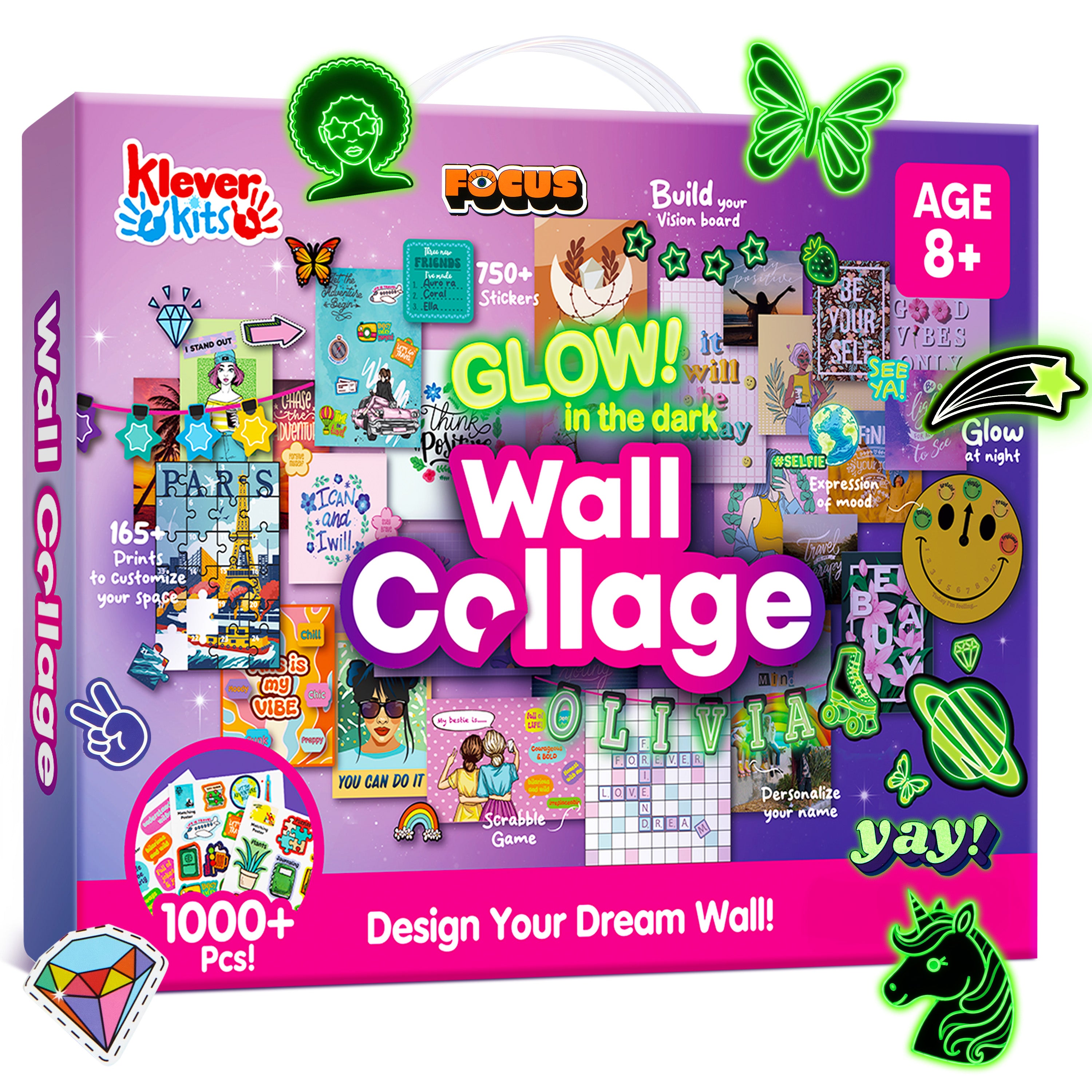 Klever Kits Glow-in-the-Dark Wall Collage Aesthetic Decor Kit