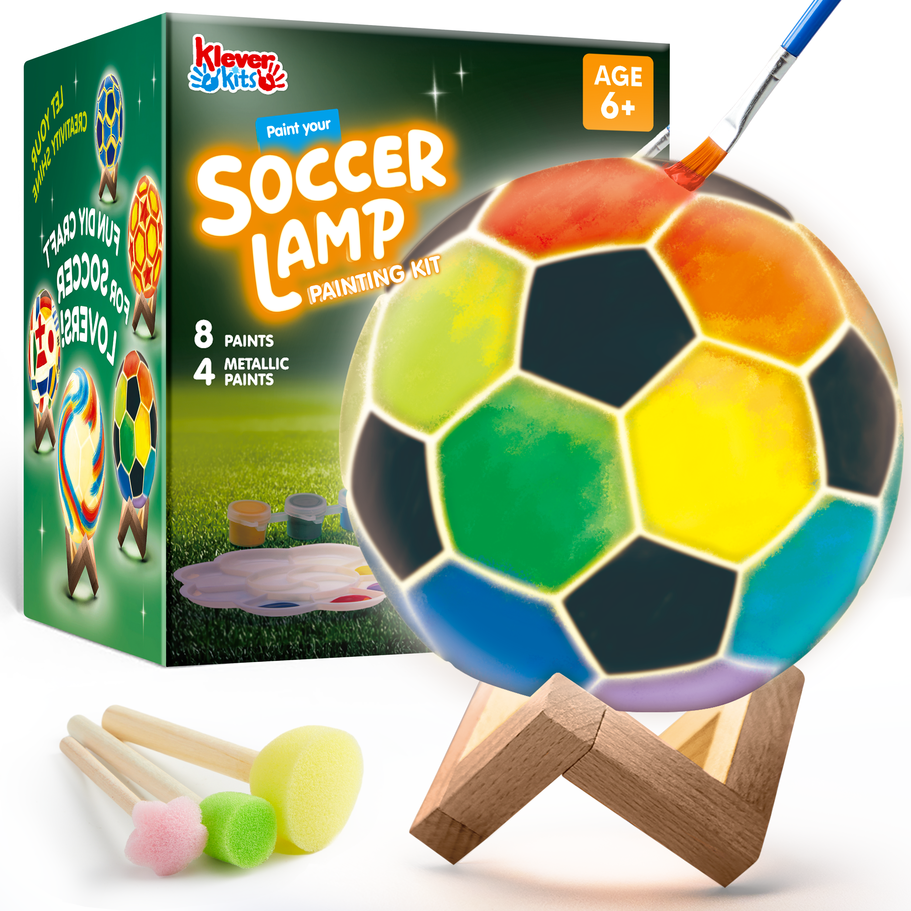 Klever Kits DIY Paint Your Own 3D Soccer Night Light Kit