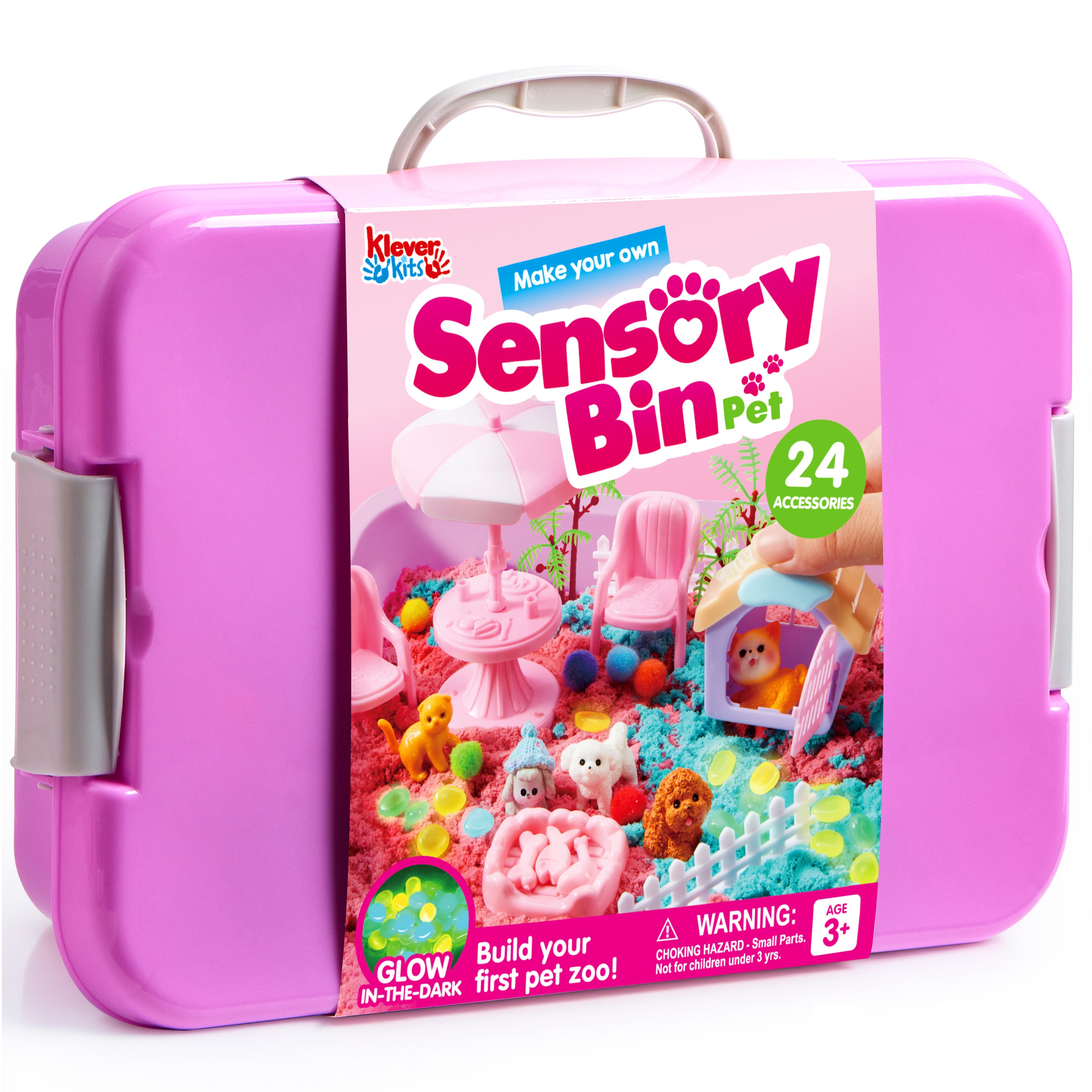 Klever Kits Cute Pet Sensory Bin with Glow Stones Age 3+