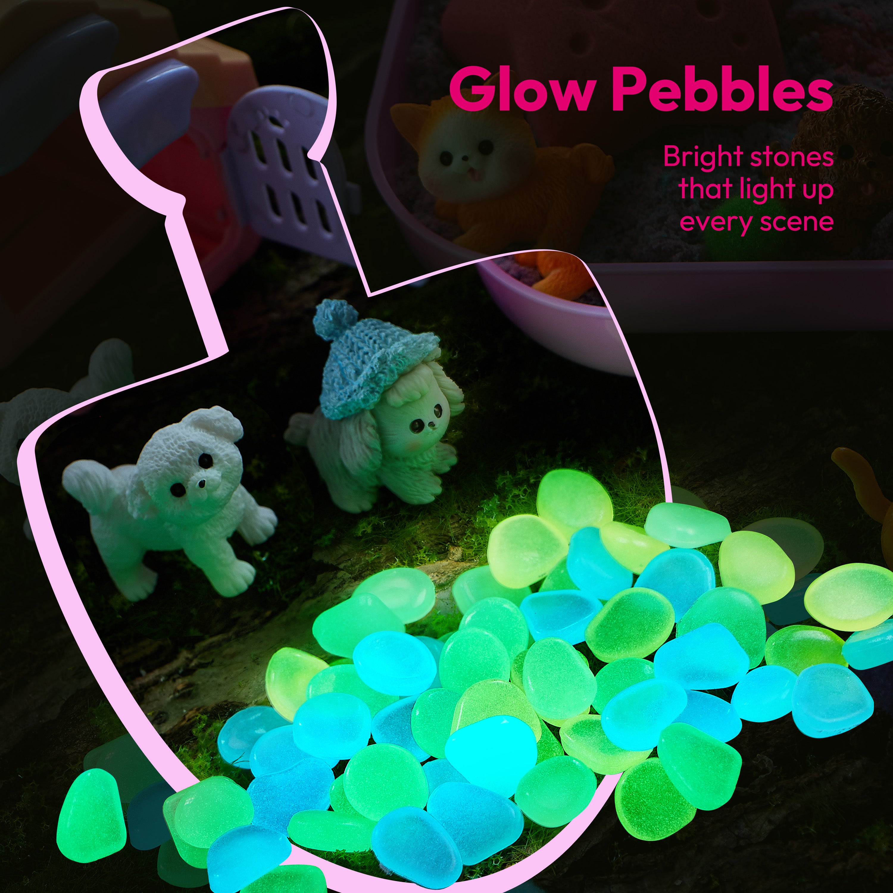 Klever Kits Cute Pet Sensory Bin with Glow Stones Age 3+